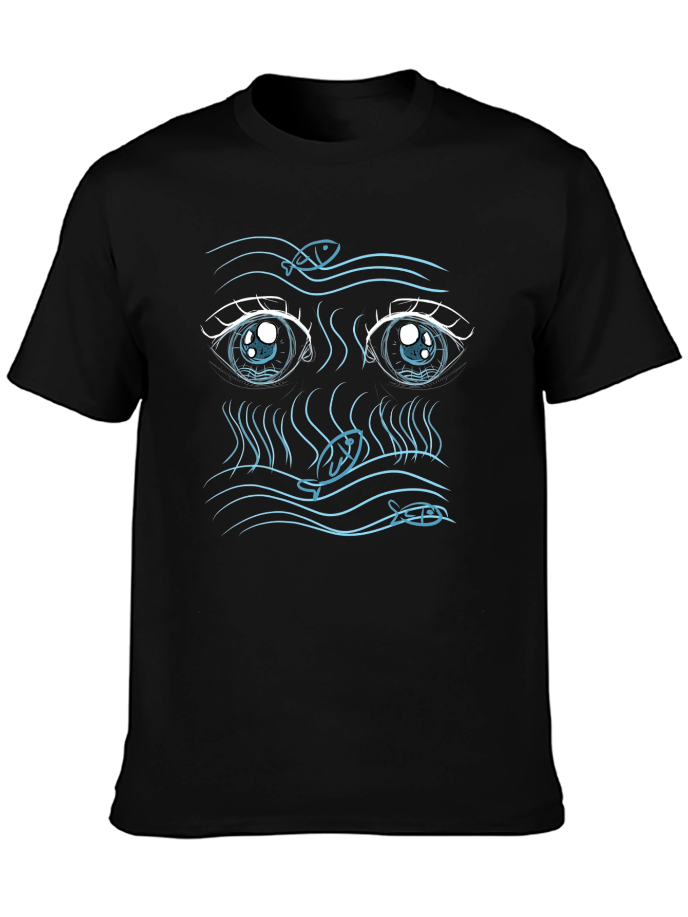 Anime Eyes Fish Graphic Tee - Unique Design