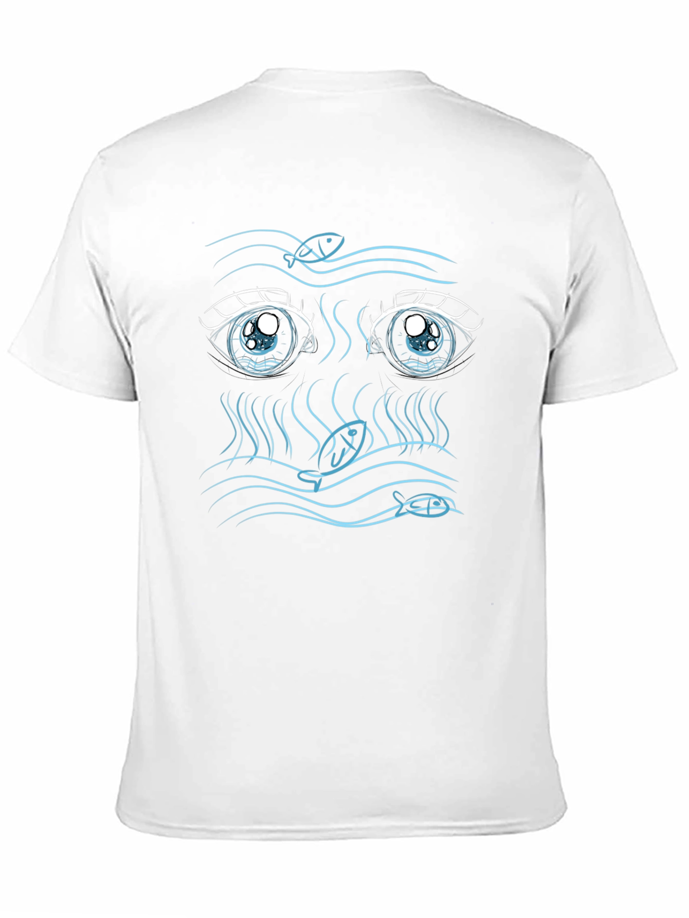 Anime Eyes Fish Graphic Tee - Unique Design