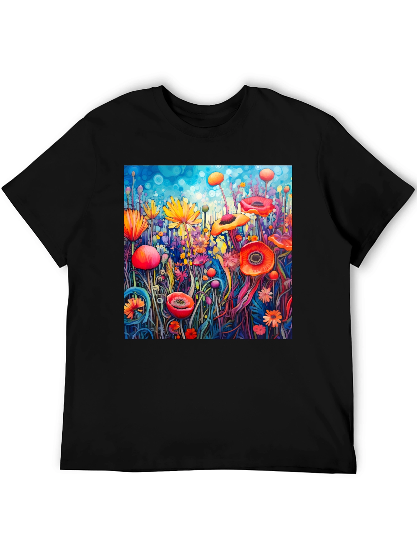 Vibrant Floral Art Print T-Shirt