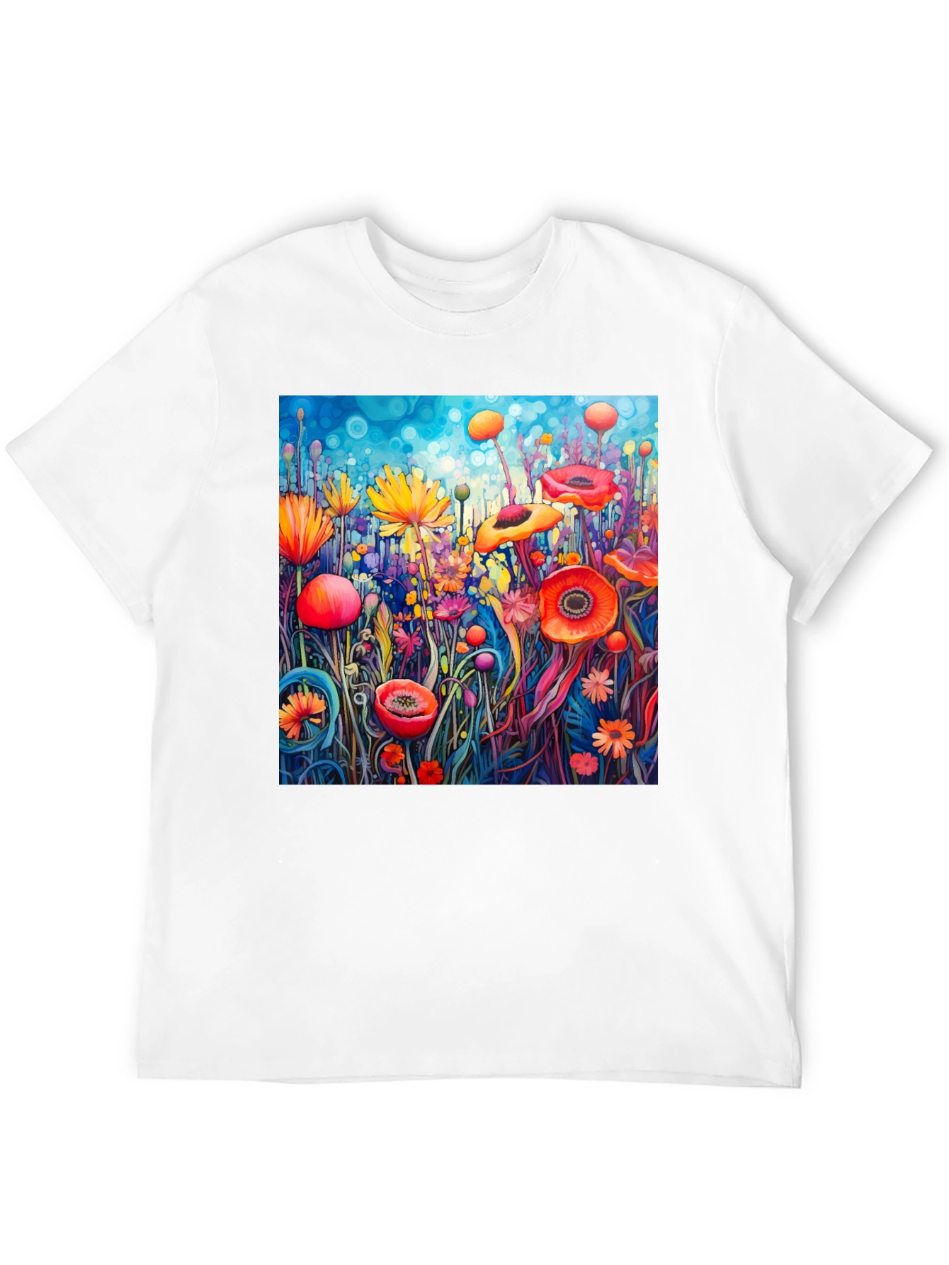 Vibrant Floral Art Print T-Shirt