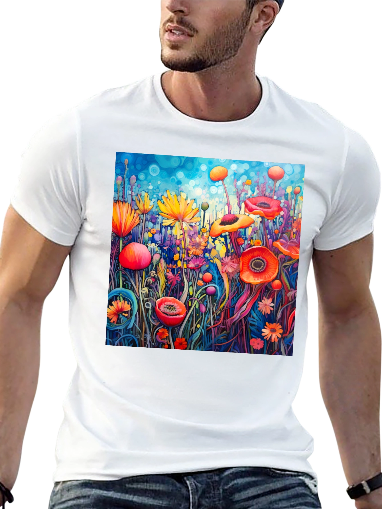 Vibrant Floral Art Print T-Shirt