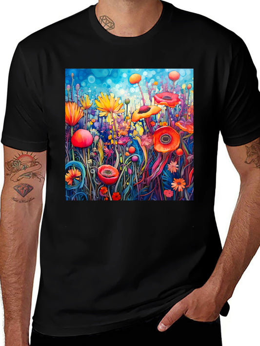 Vibrant Floral Art Print T-Shirt