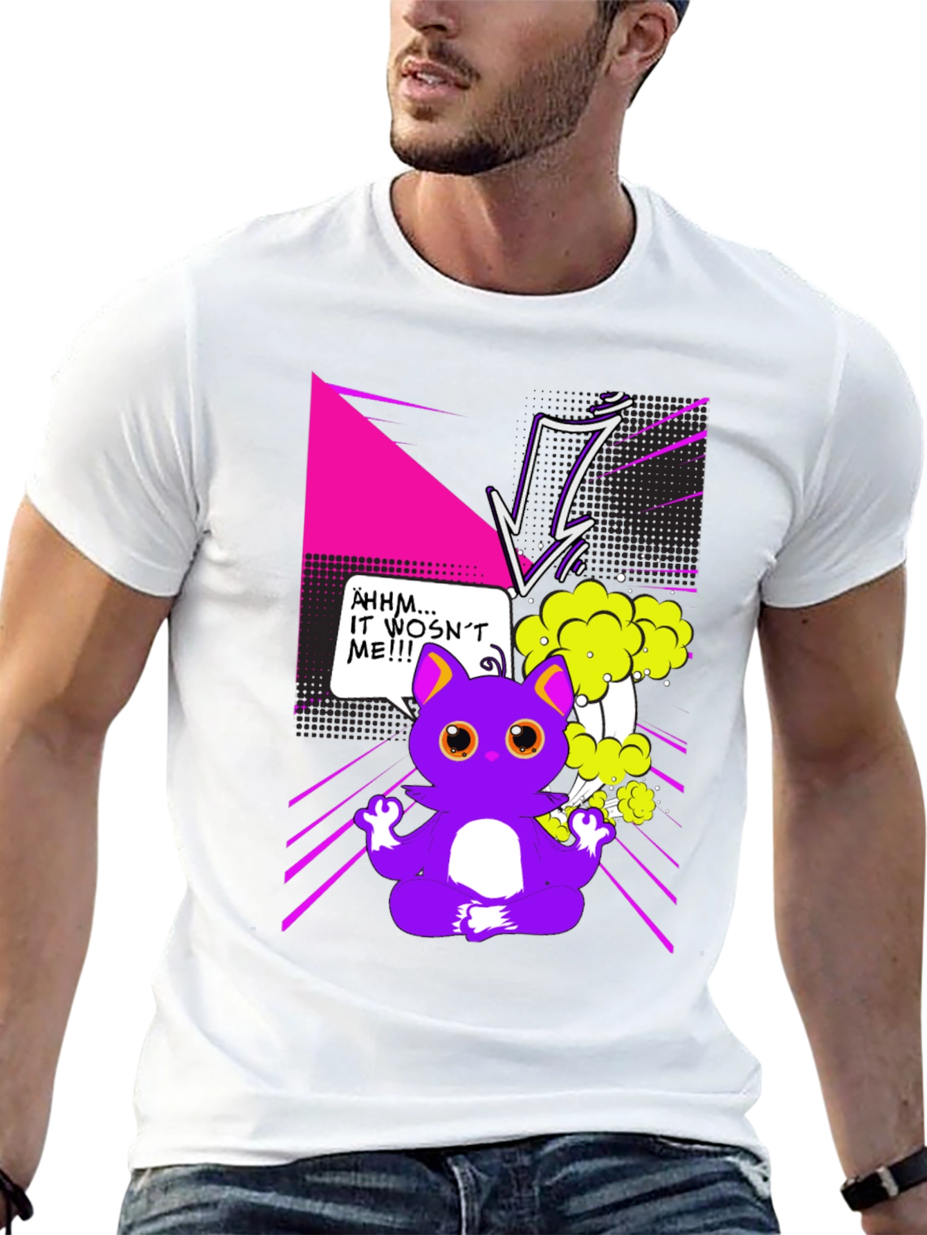 Funny Cartoon Cat Graphic T-Shirt