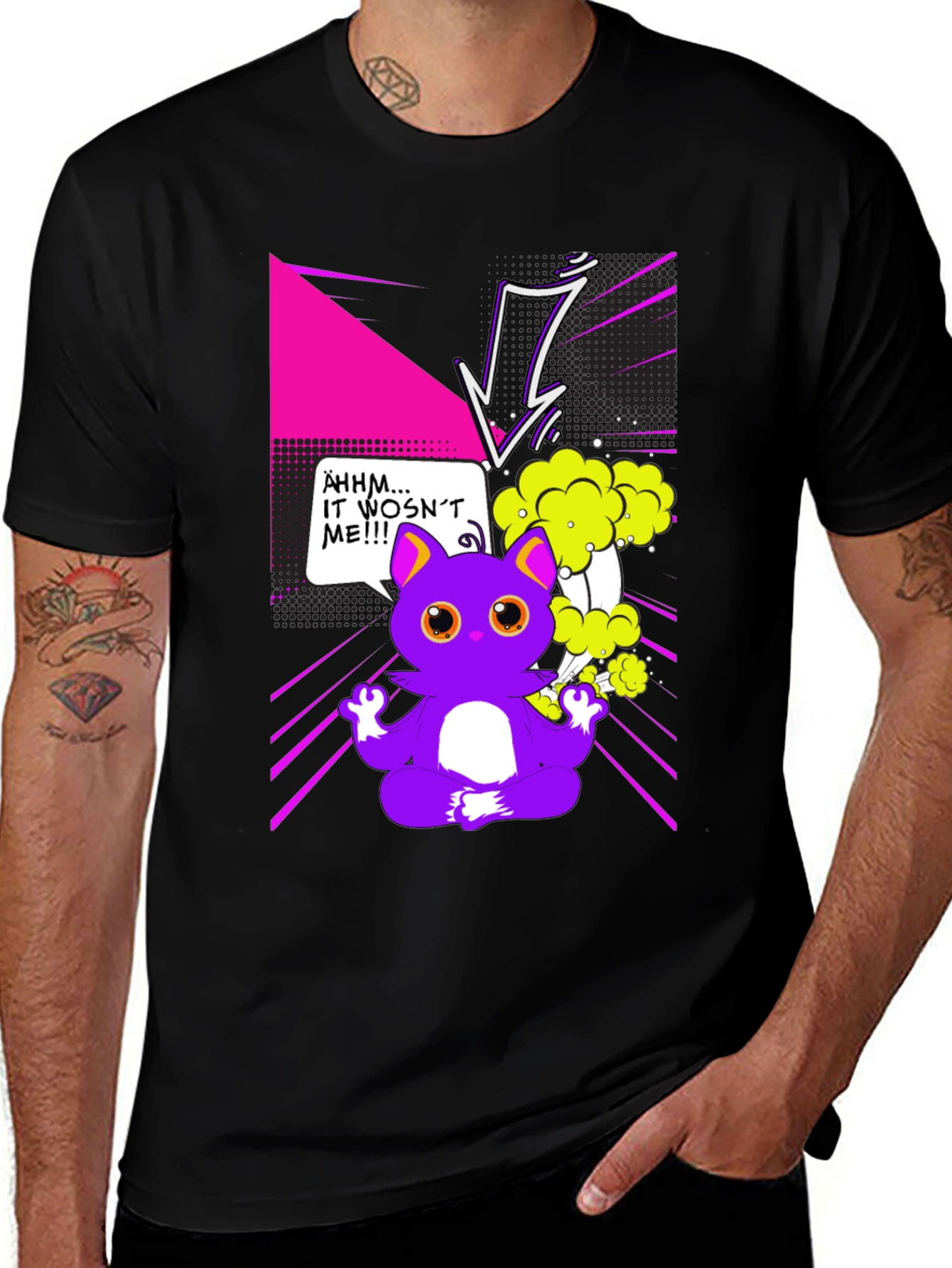 Funny Cartoon Cat Graphic T-Shirt