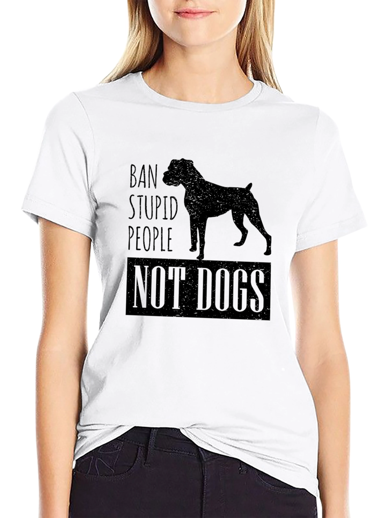 Ban Stupid People Not Dogs Black T-Shirt