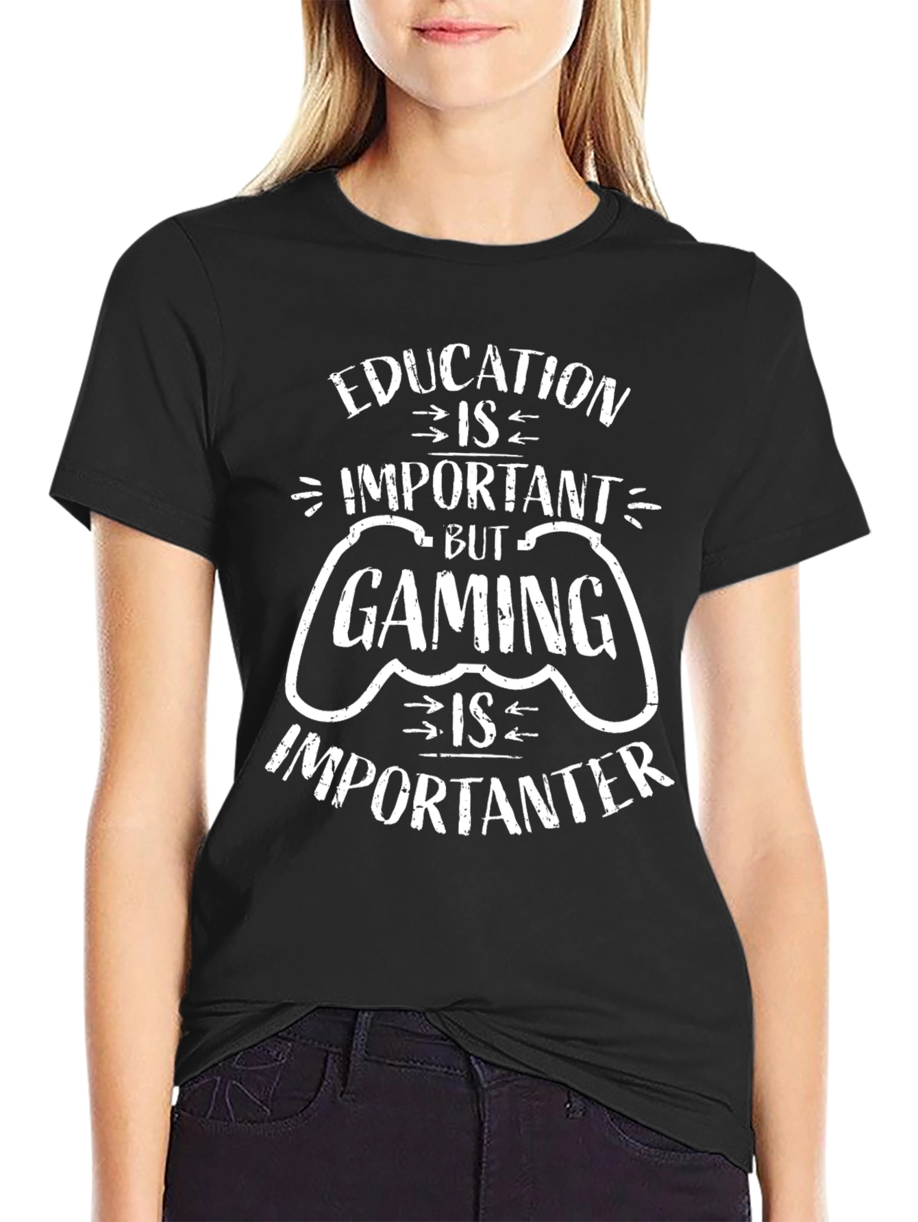 Funny Gamer T-Shirt - Education vs. Gaming