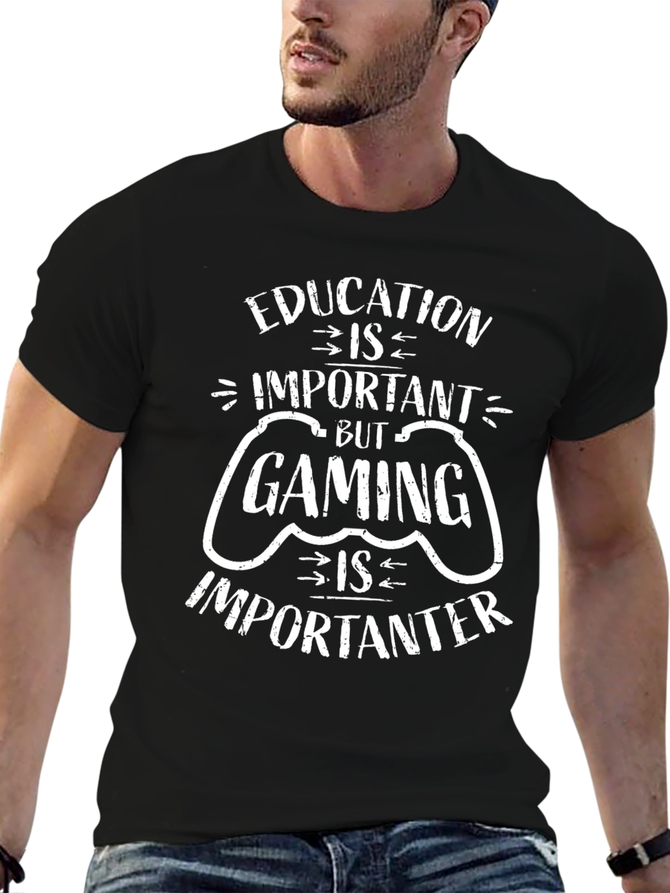 Funny Gamer T-Shirt - Education vs. Gaming