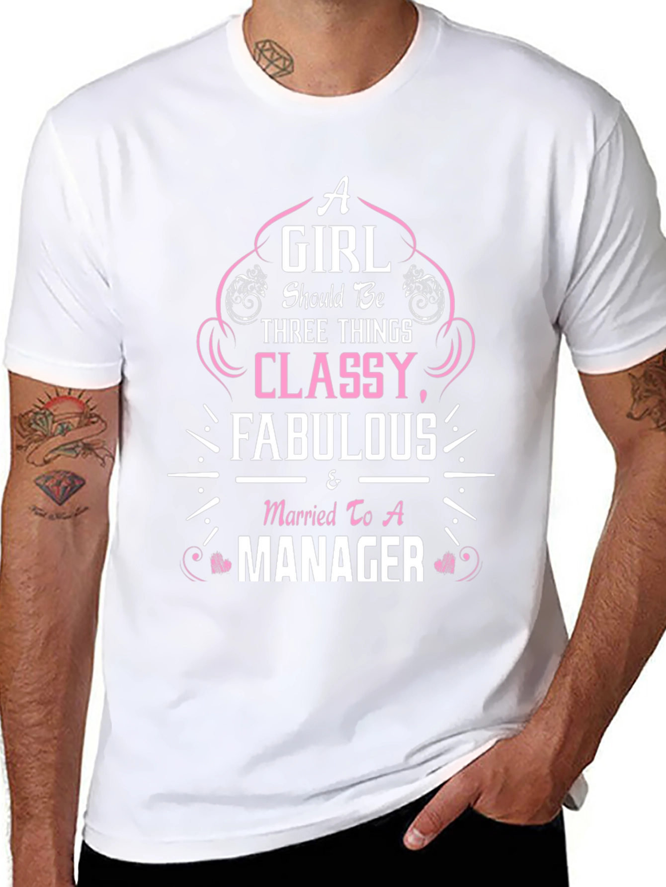 Classy Fabulous Married to Manager Black T-Shirt