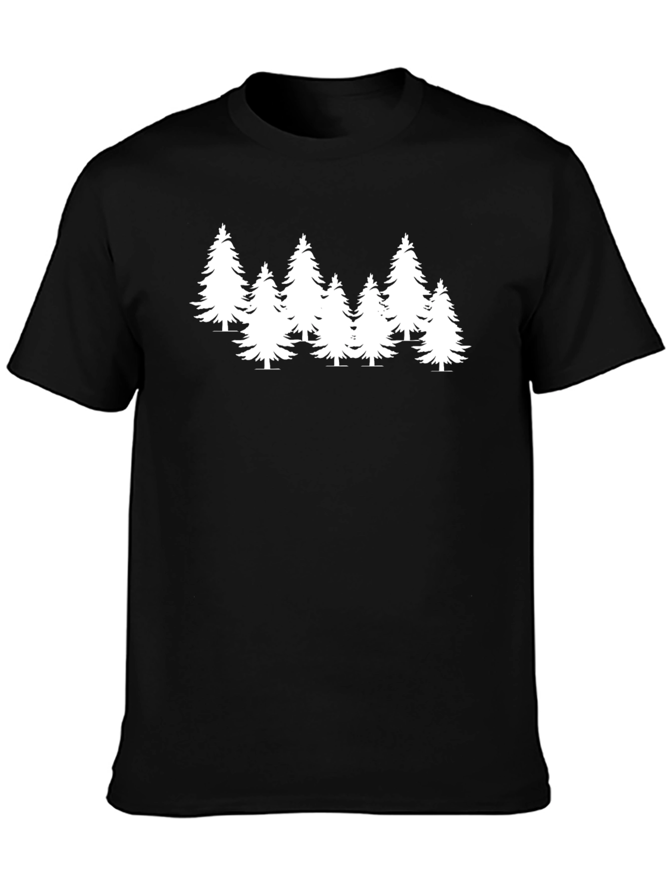 Nature Lover Black Tee with Pine Trees