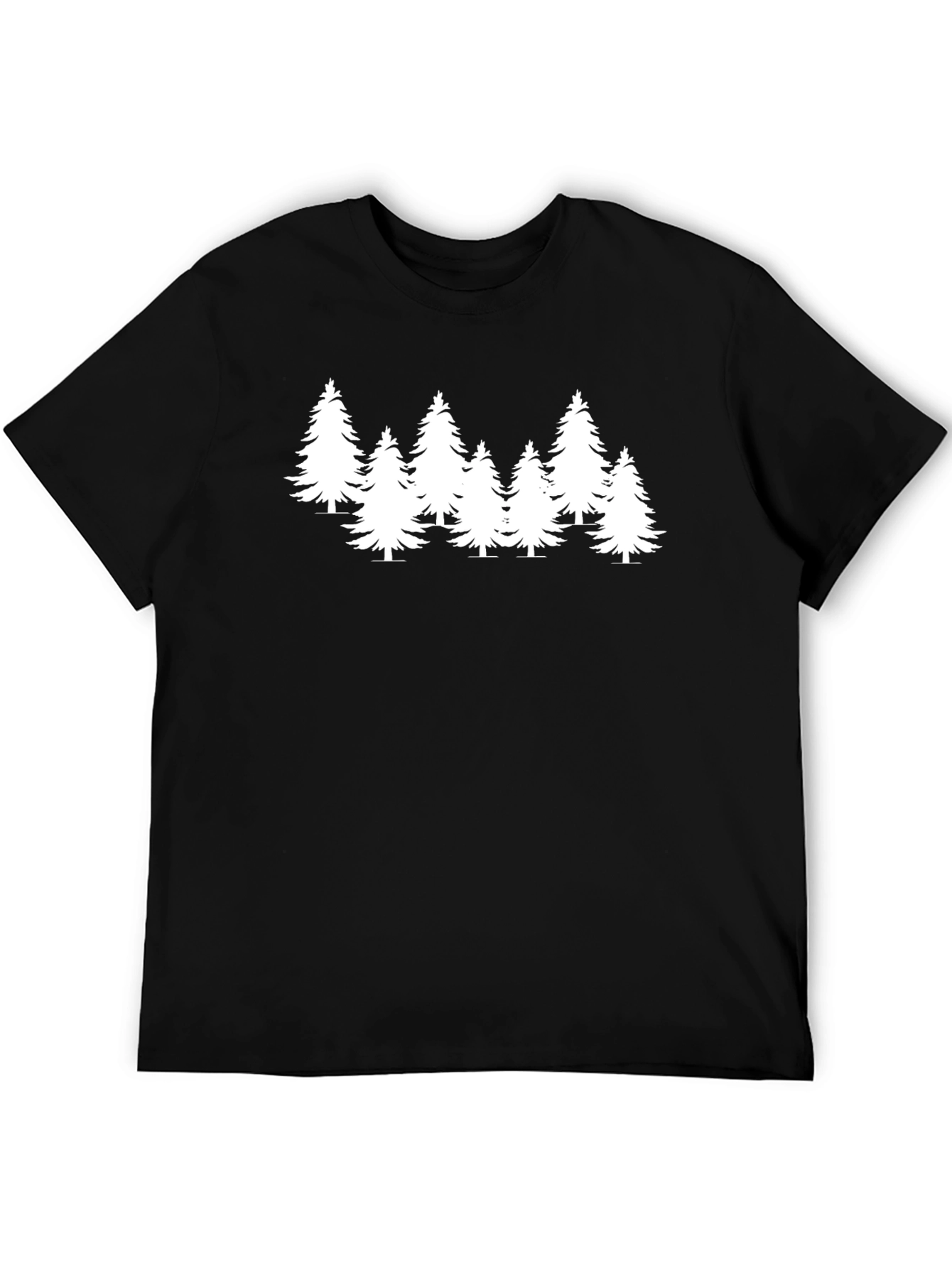 Nature Lover Black Tee with Pine Trees