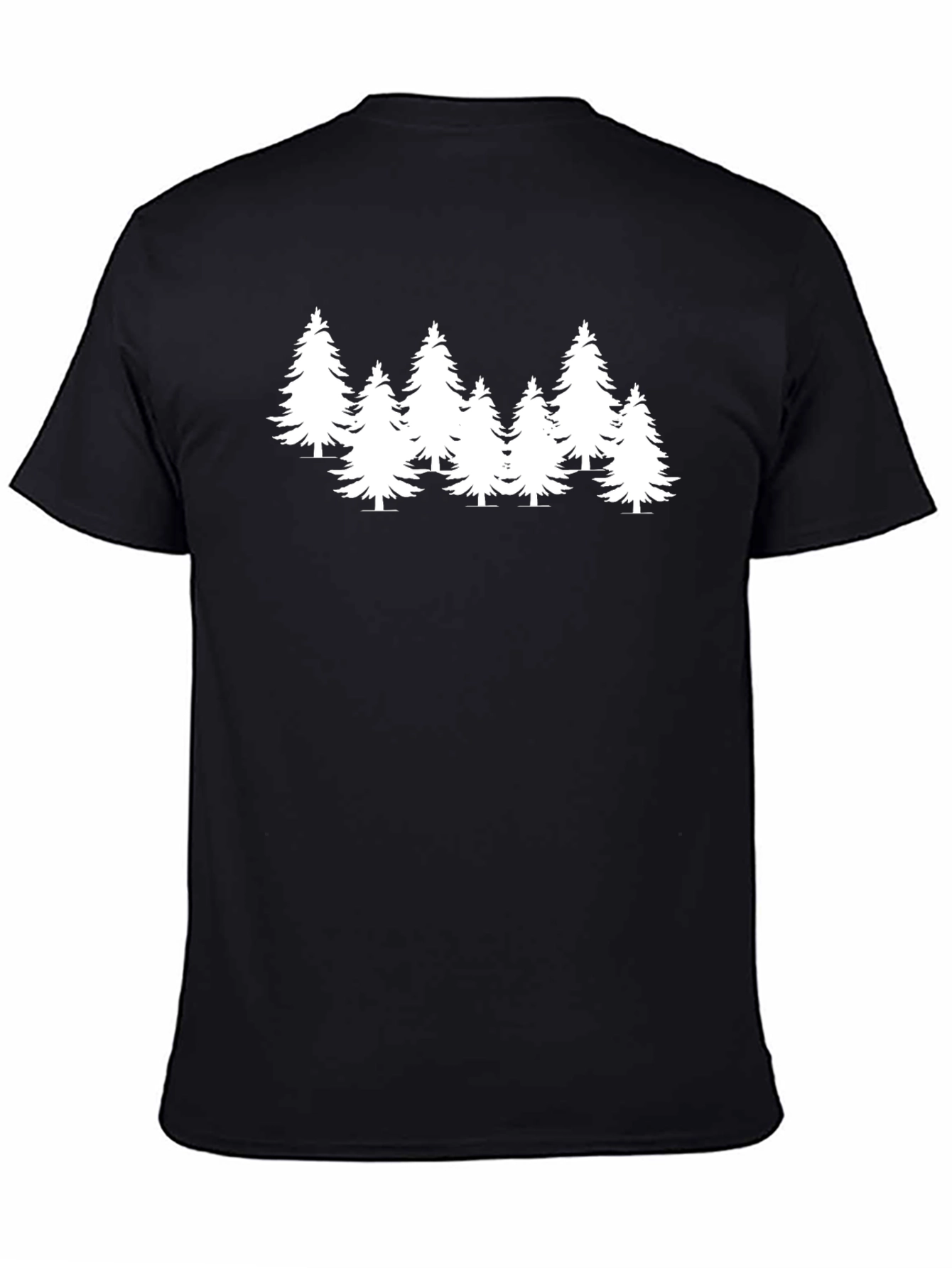 Nature Lover Black Tee with Pine Trees