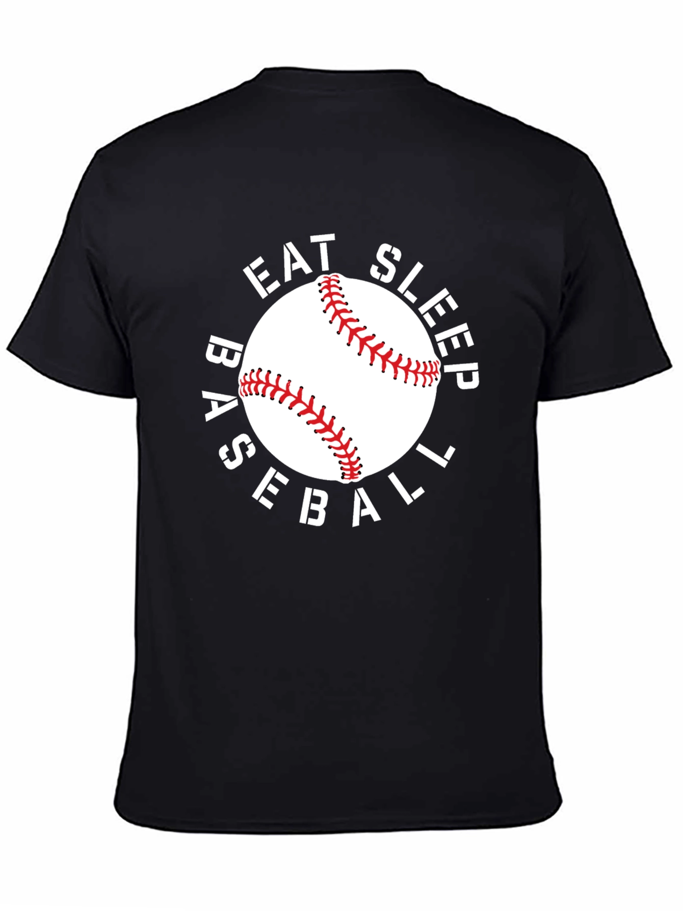 Eat Sleep Baseball T-Shirt - Black Crew Neck Tee