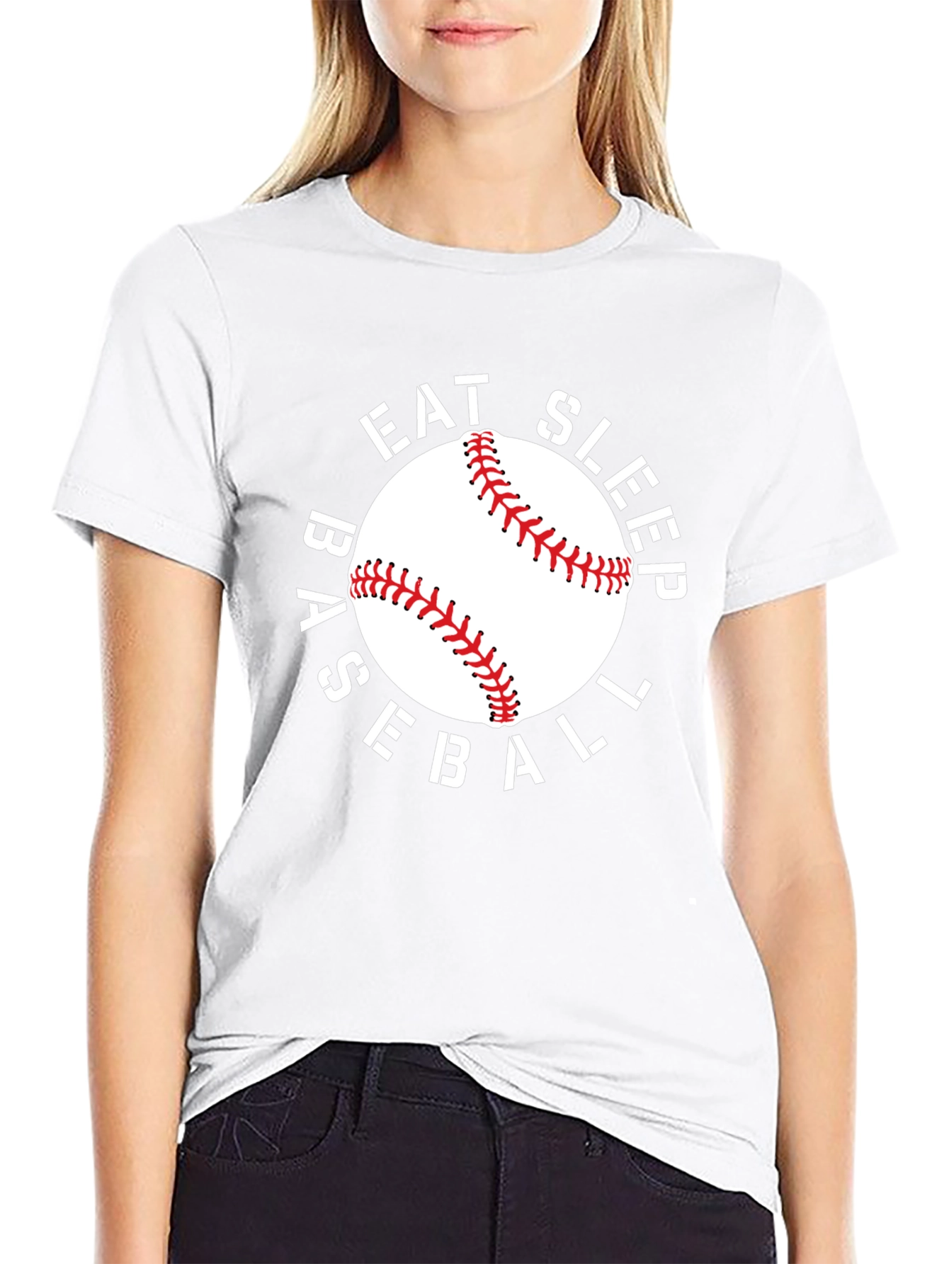 Eat Sleep Baseball T-Shirt - Black Crew Neck Tee