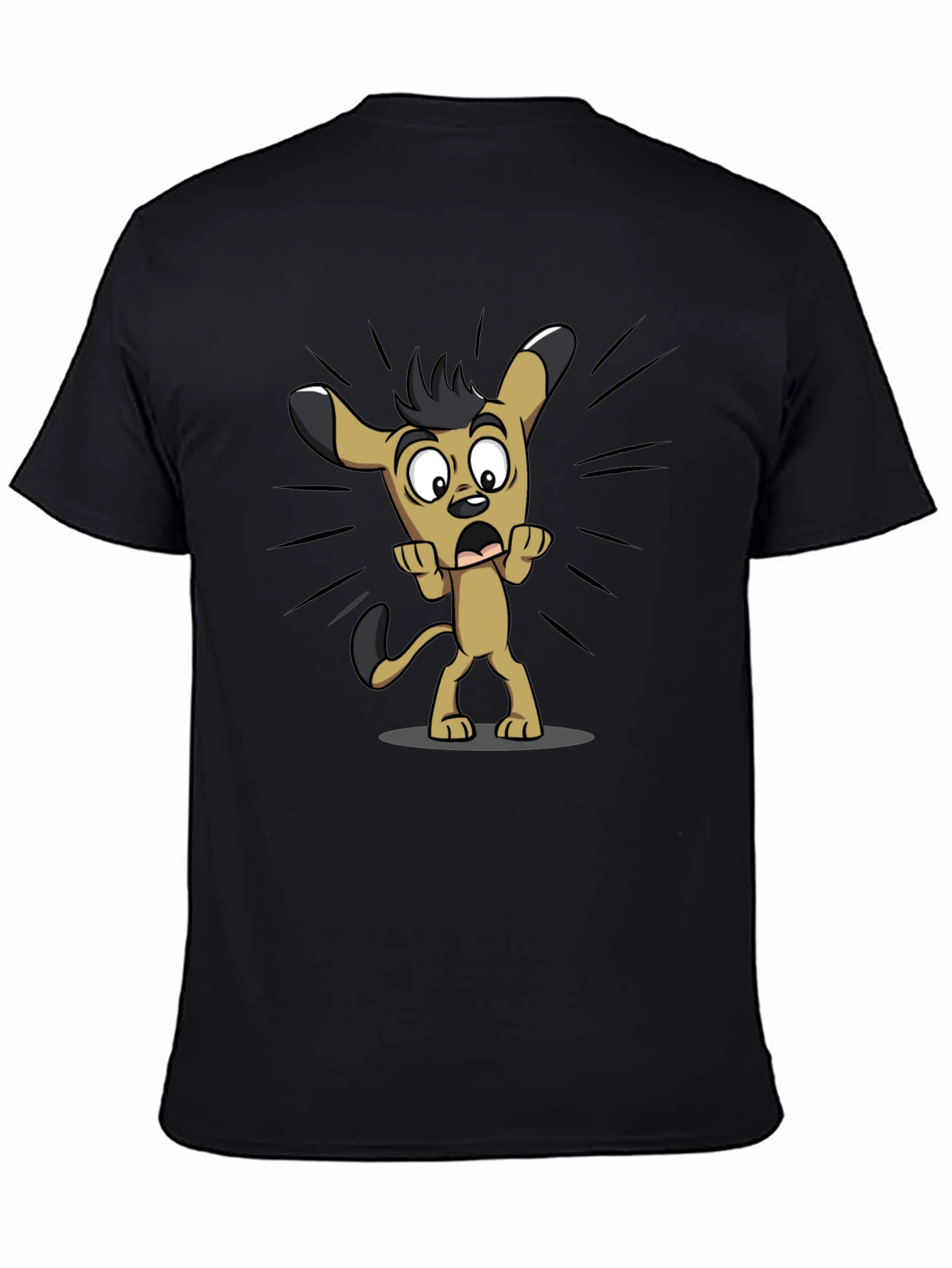 Funny Cartoon Dog Black T-Shirt