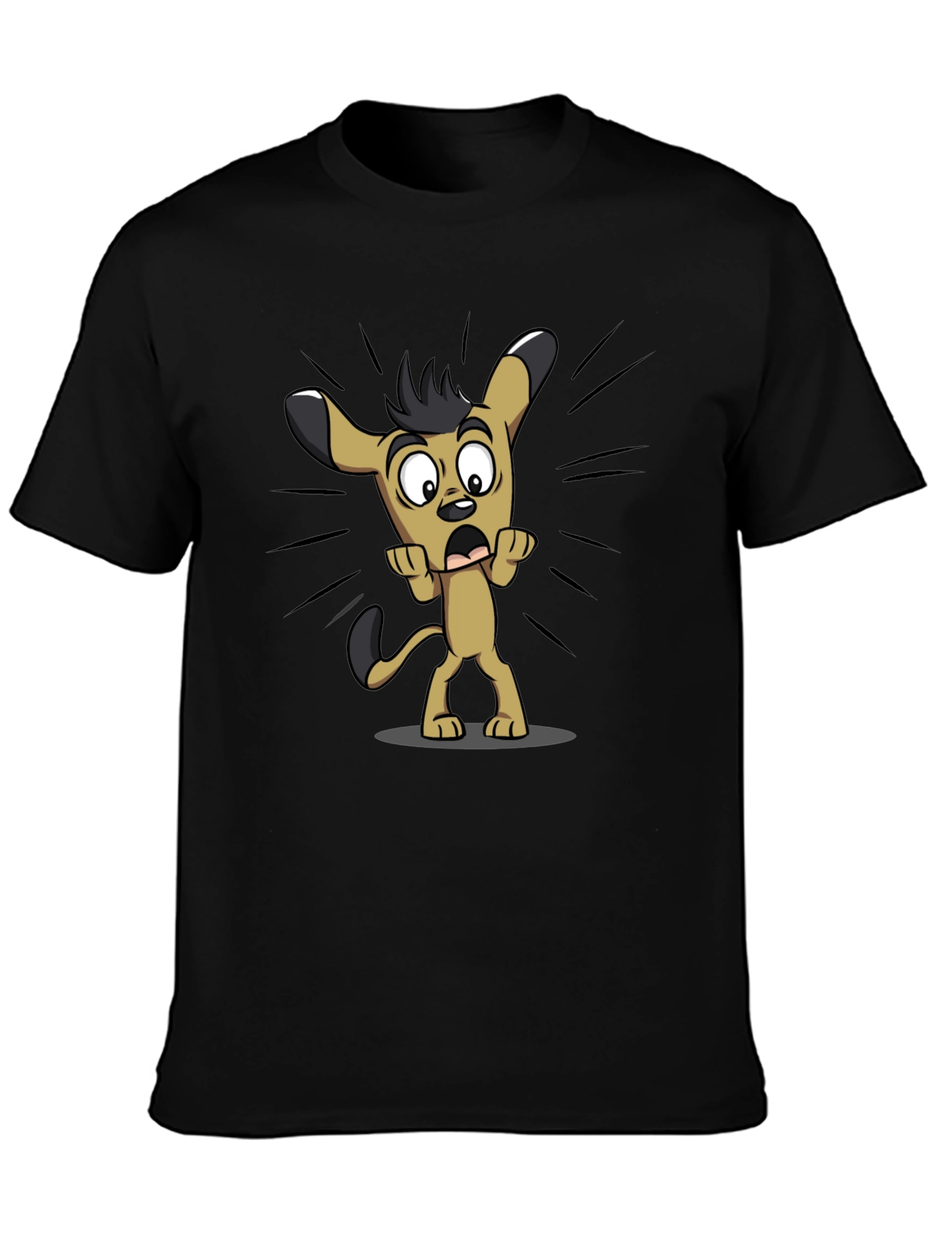 Funny Cartoon Dog Black T-Shirt