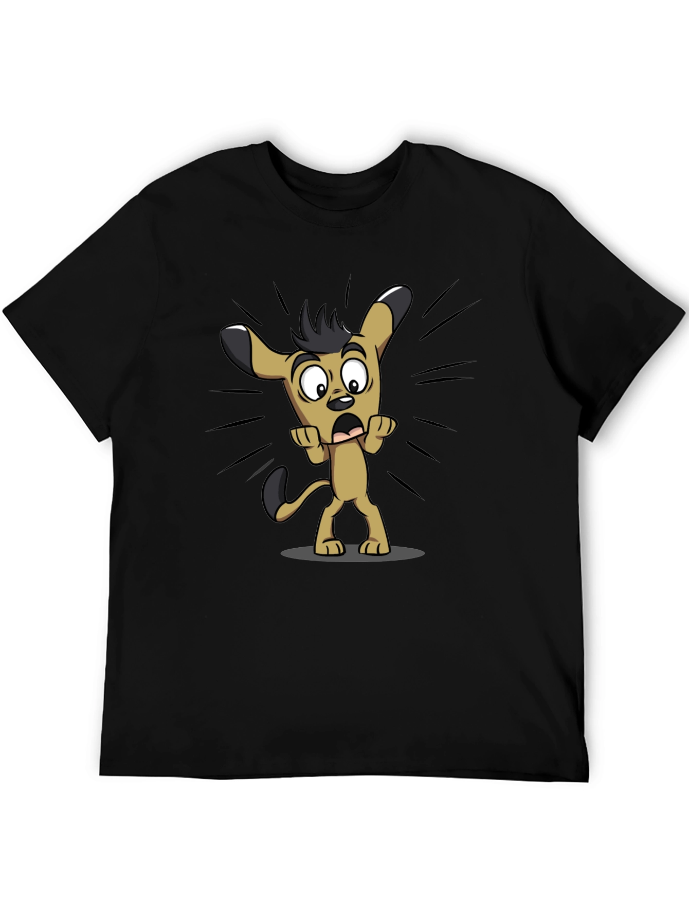 Funny Cartoon Dog Black T-Shirt