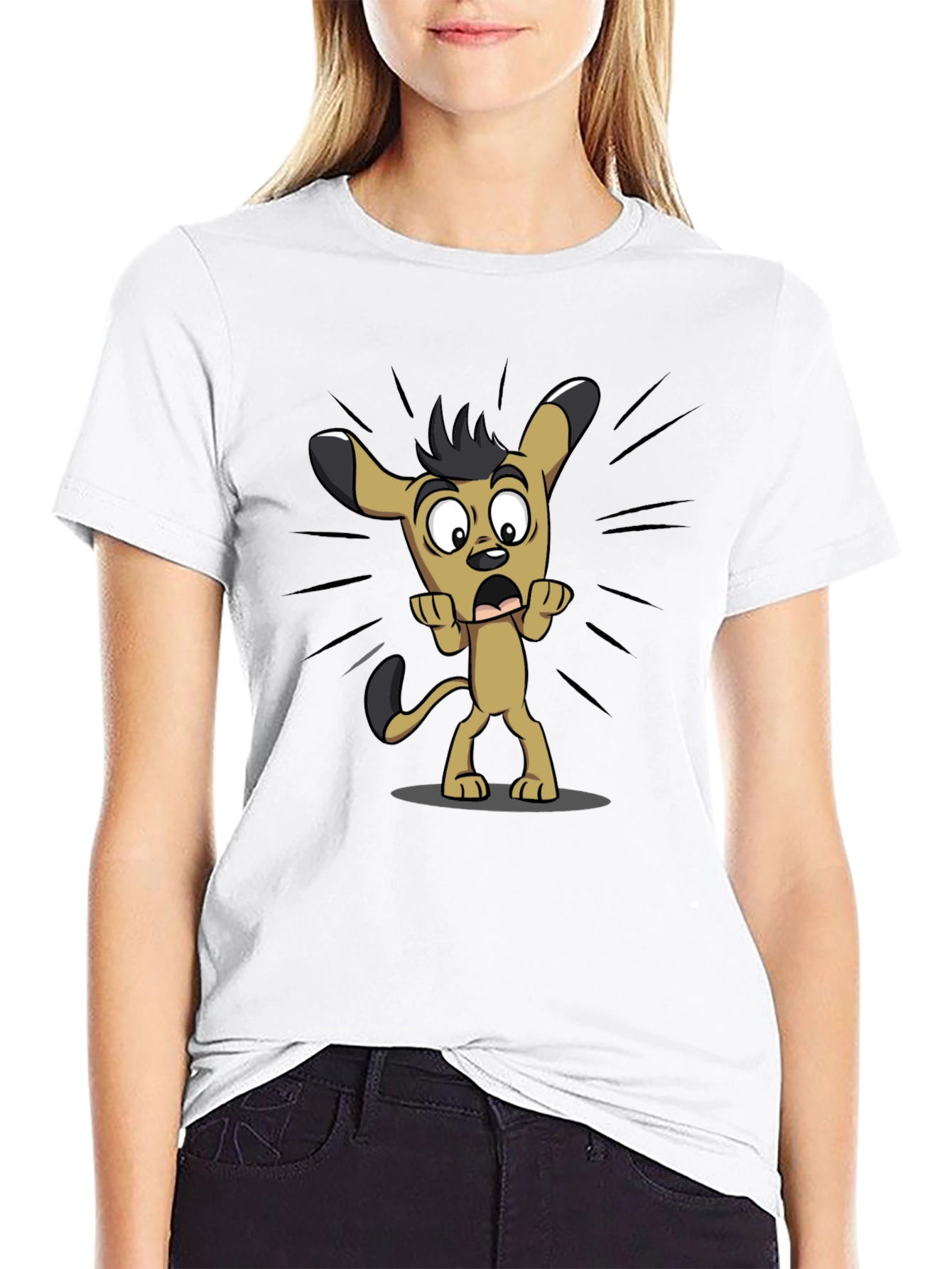 Funny Cartoon Dog Black T-Shirt