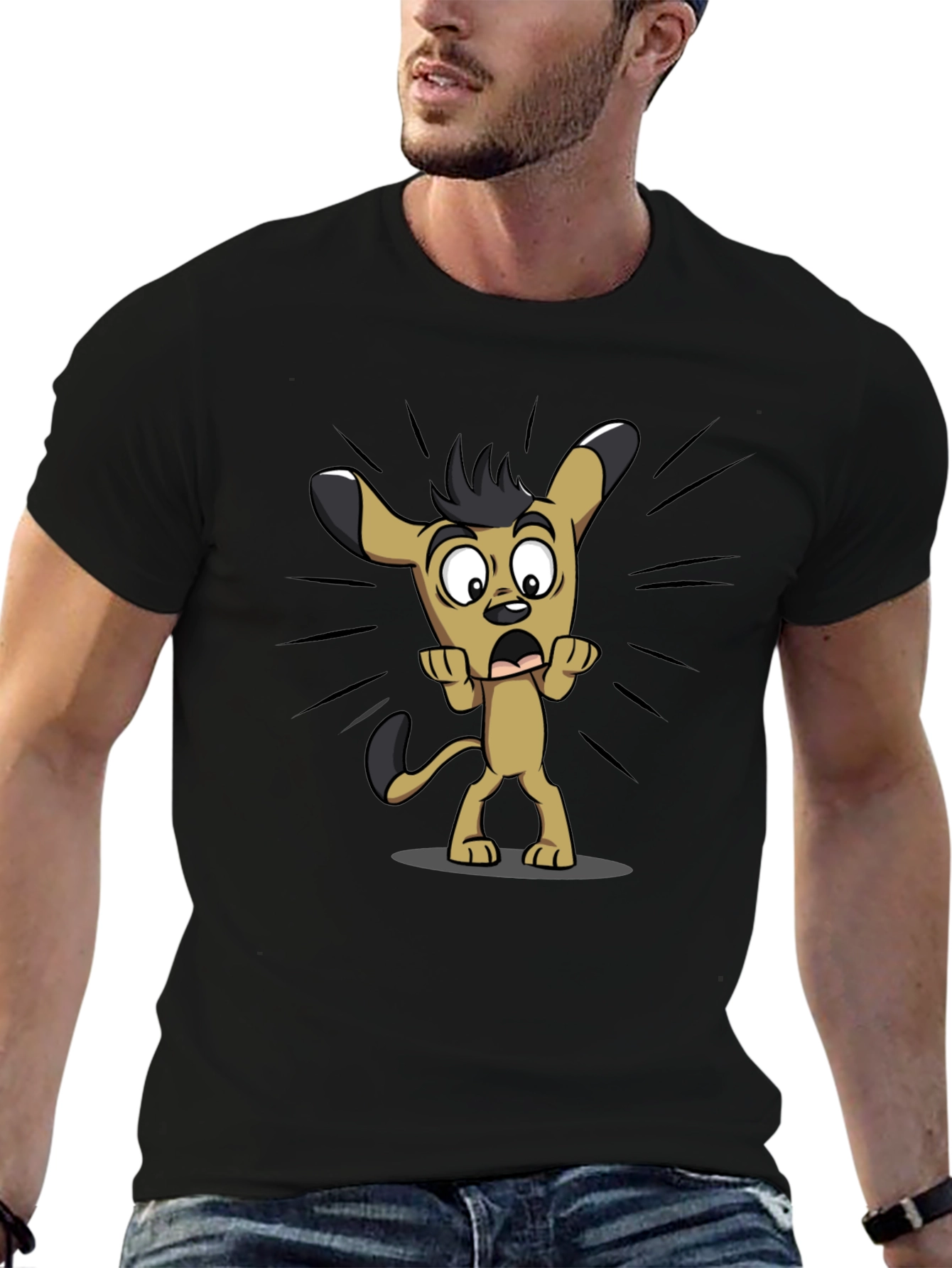 Funny Cartoon Dog Black T-Shirt