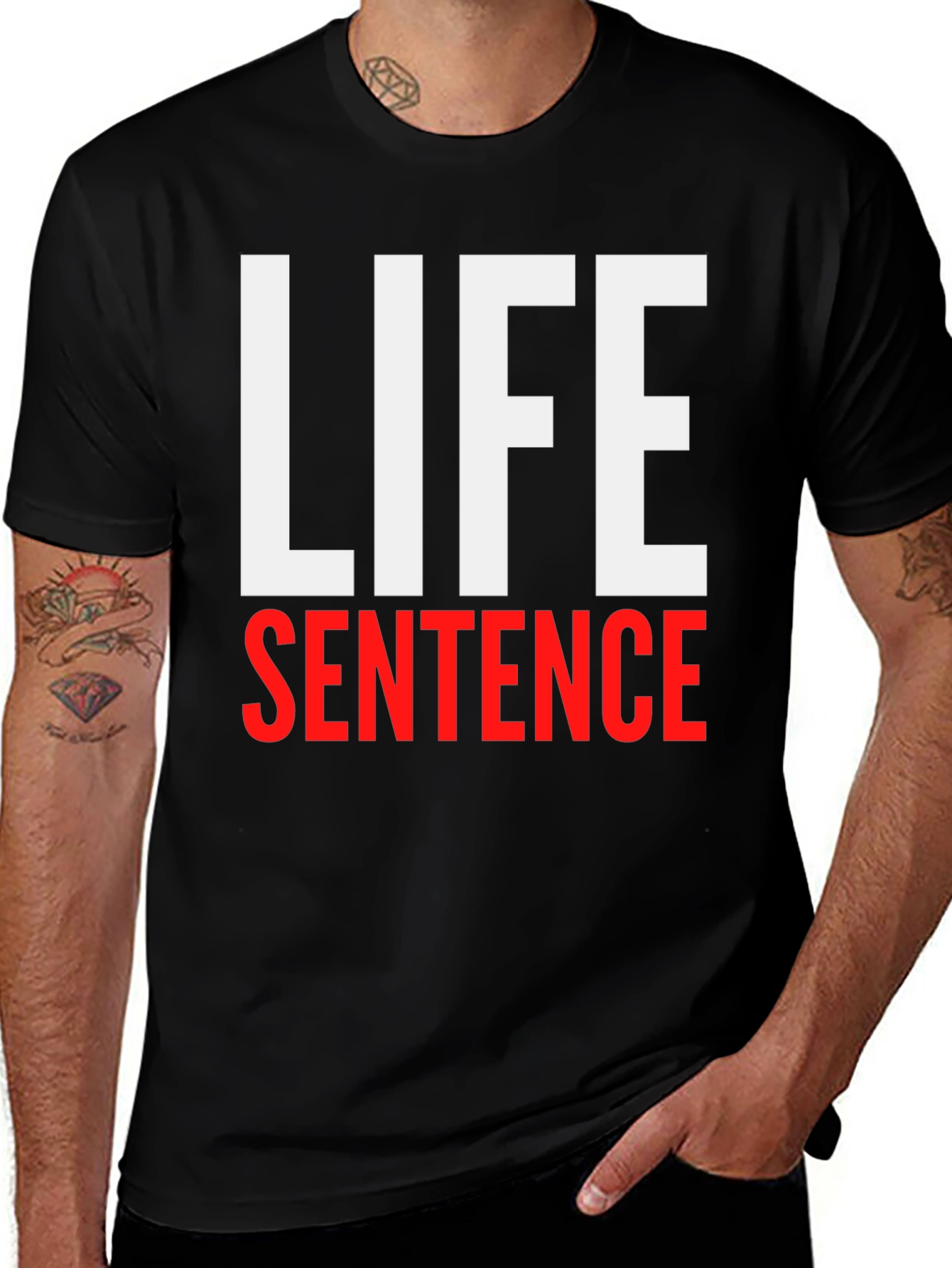 Life Sentence Graphic Print Black T-Shirt