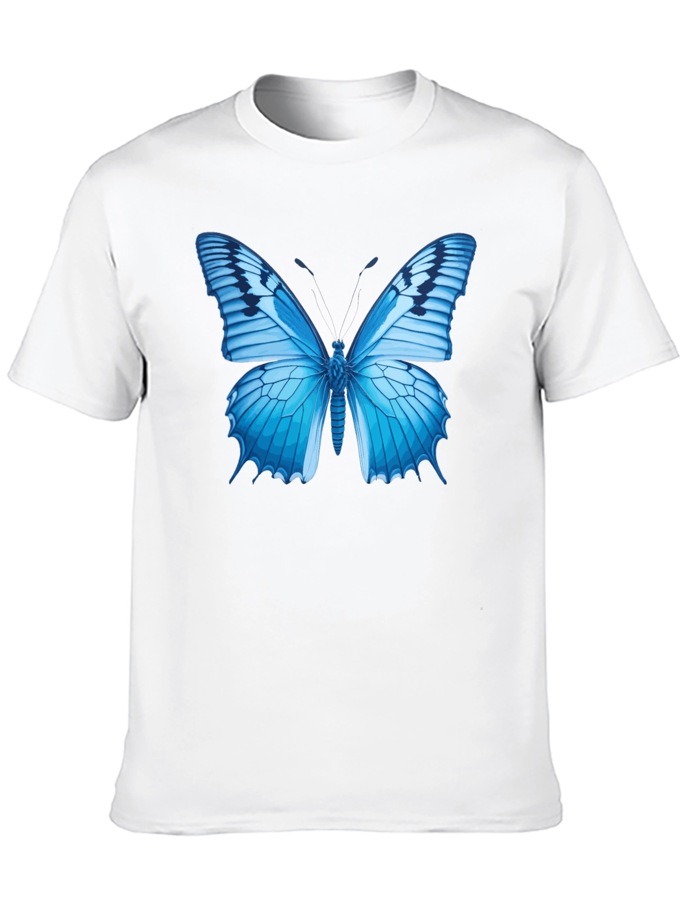 Blue Butterfly Graphic Black T-Shirt