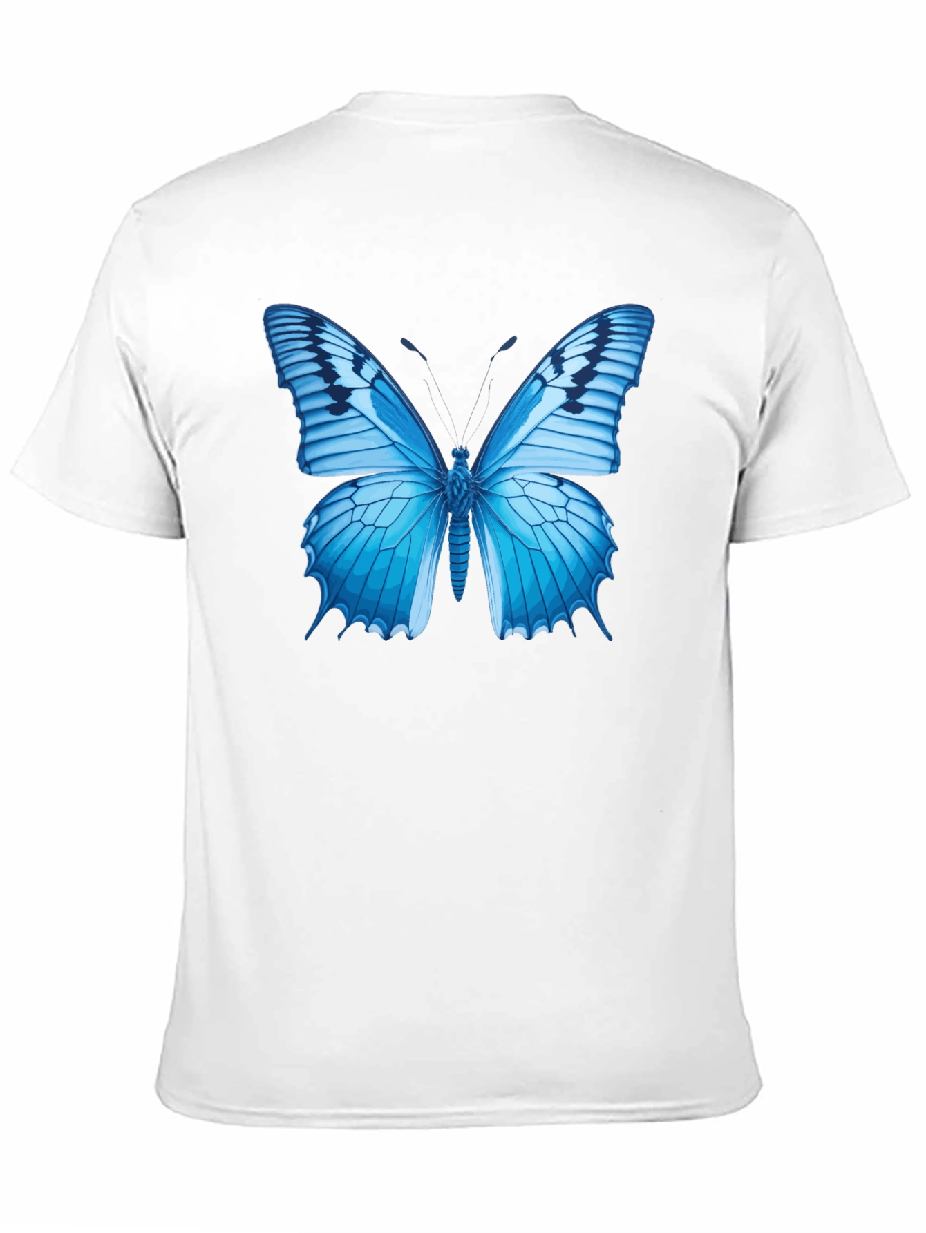 Blue Butterfly Graphic Black T-Shirt