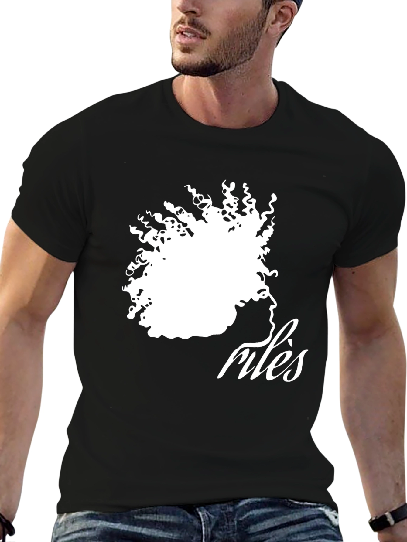 Stylish Black T-Shirt with Artistic Afro Silhouette