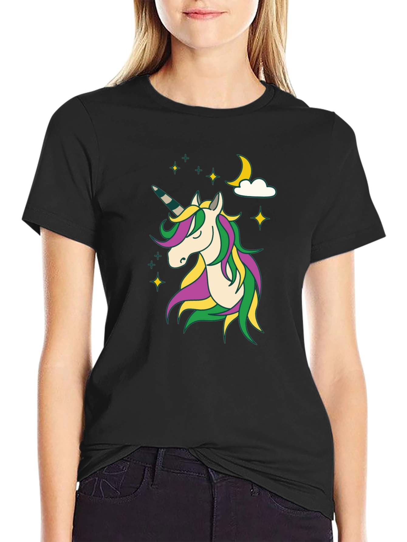 Unicorn Graphic Print Crew Neck Tee