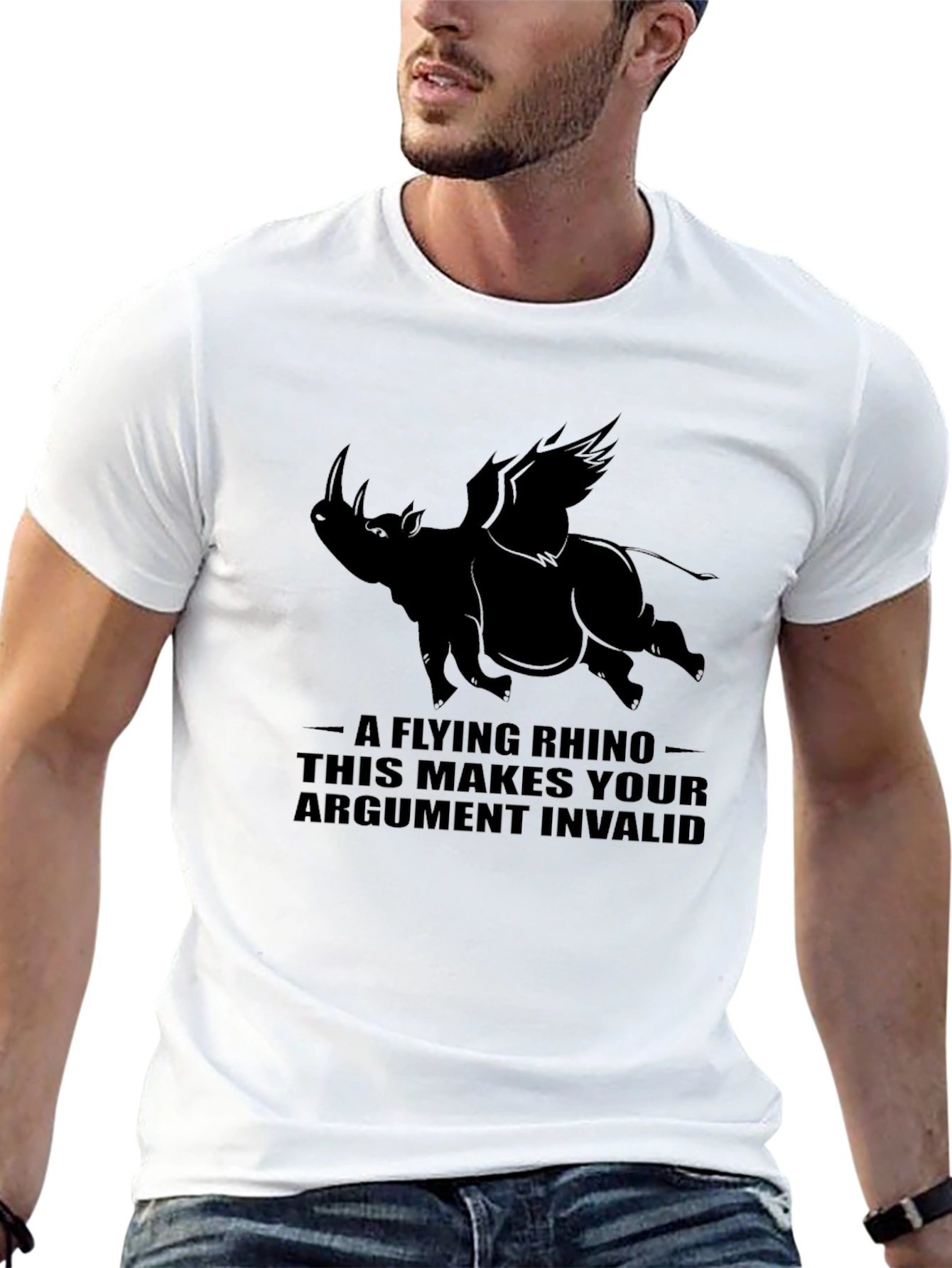 Flying Rhino T-Shirt: Makes Your Argument Invalid!