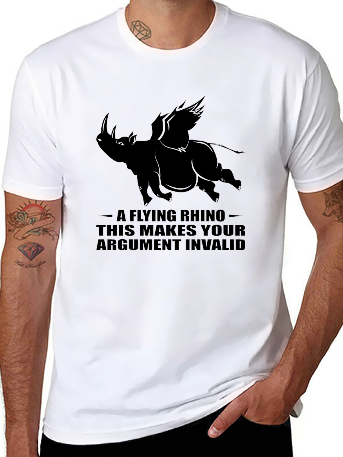 Flying Rhino T-Shirt: Makes Your Argument Invalid!