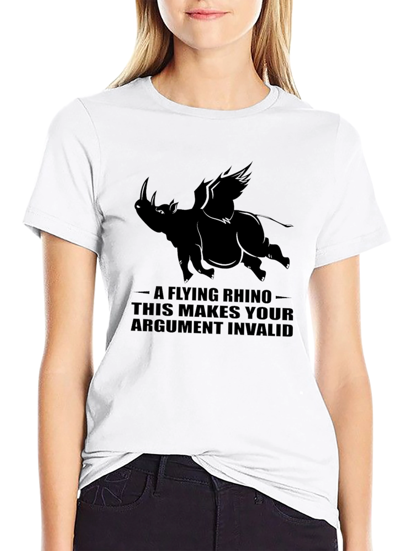 Flying Rhino T-Shirt: Makes Your Argument Invalid!