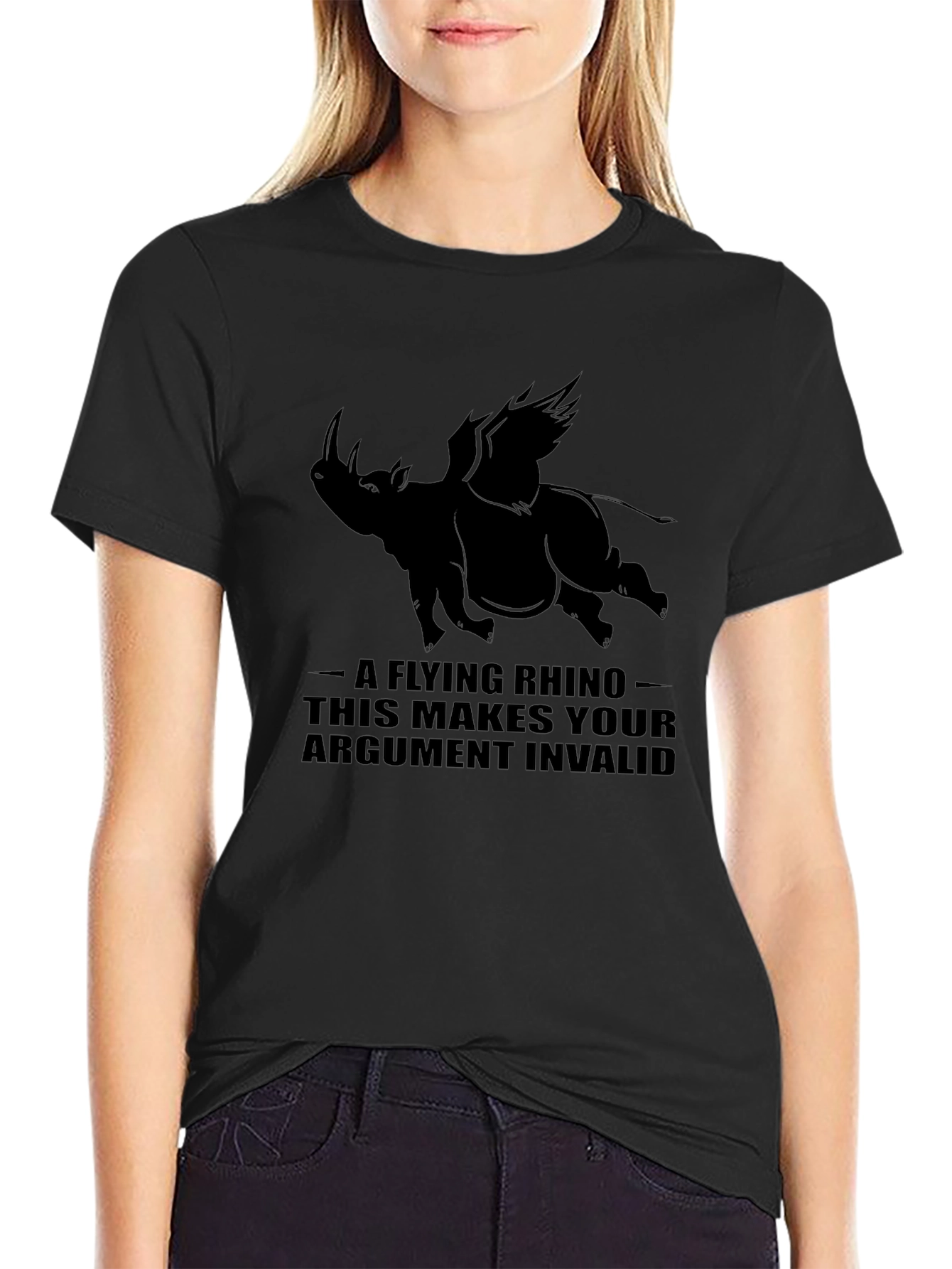 Flying Rhino T-Shirt: Makes Your Argument Invalid!