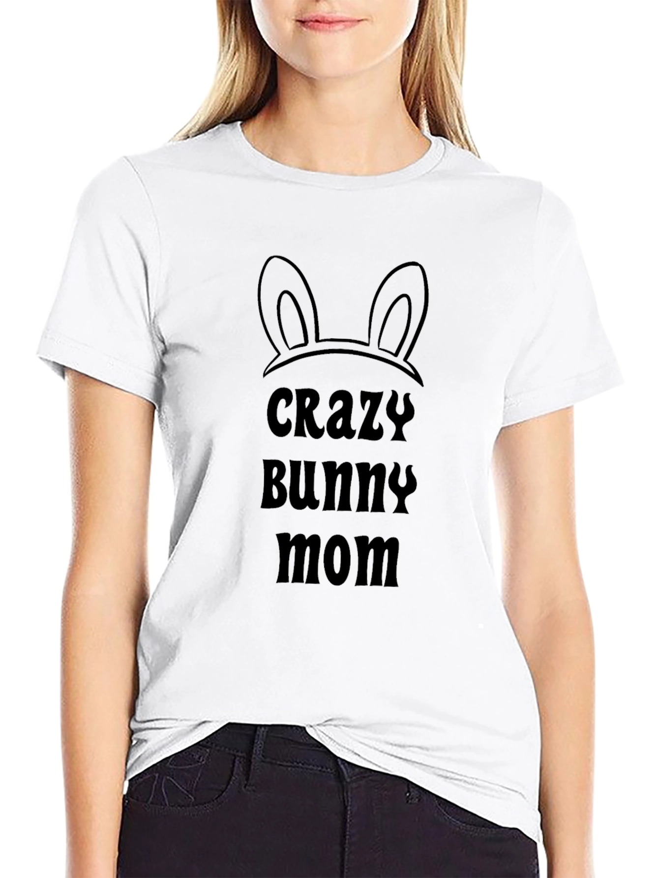 Crazy Bunny Mom Black T-Shirt