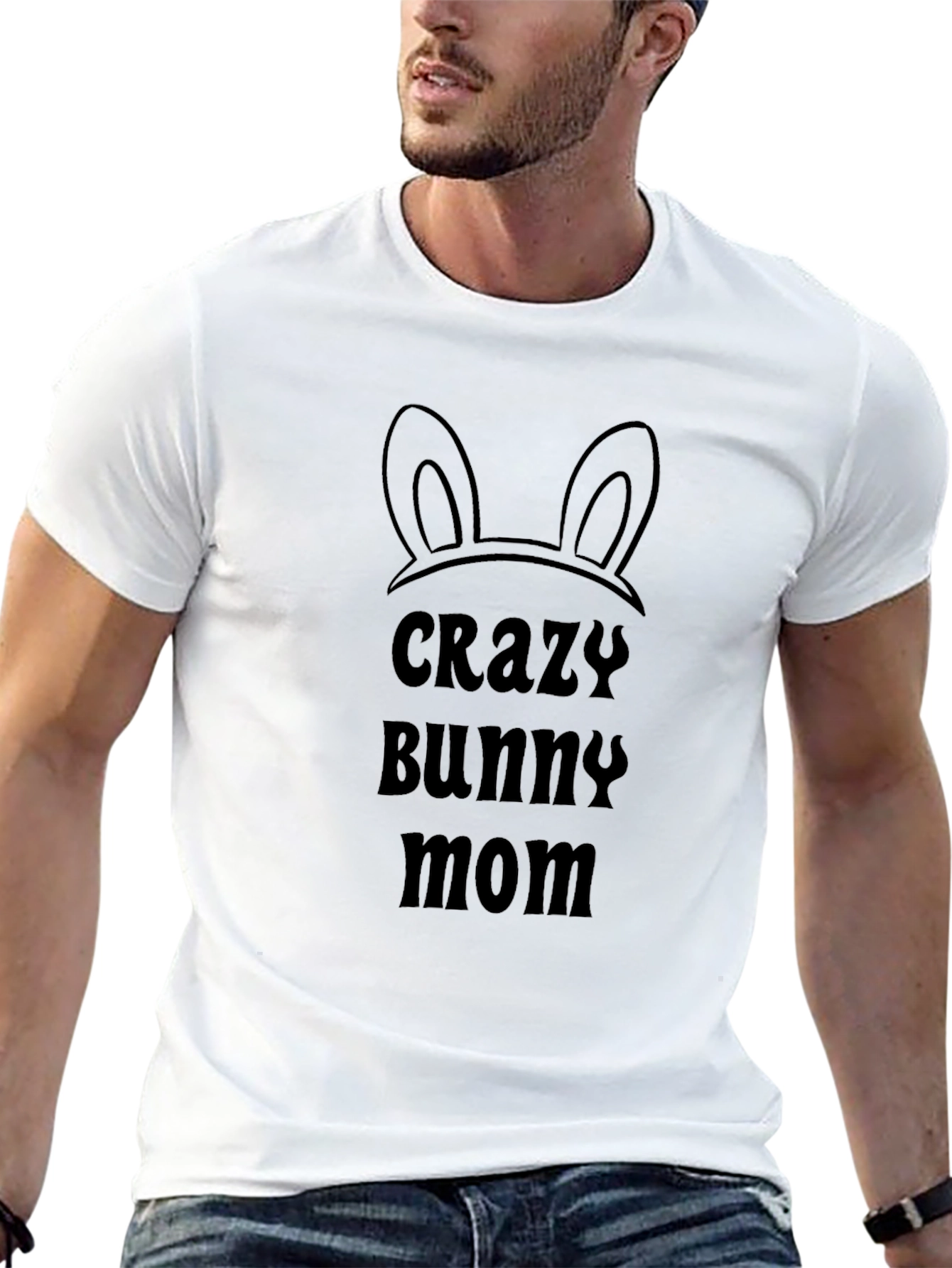 Crazy Bunny Mom Black T-Shirt