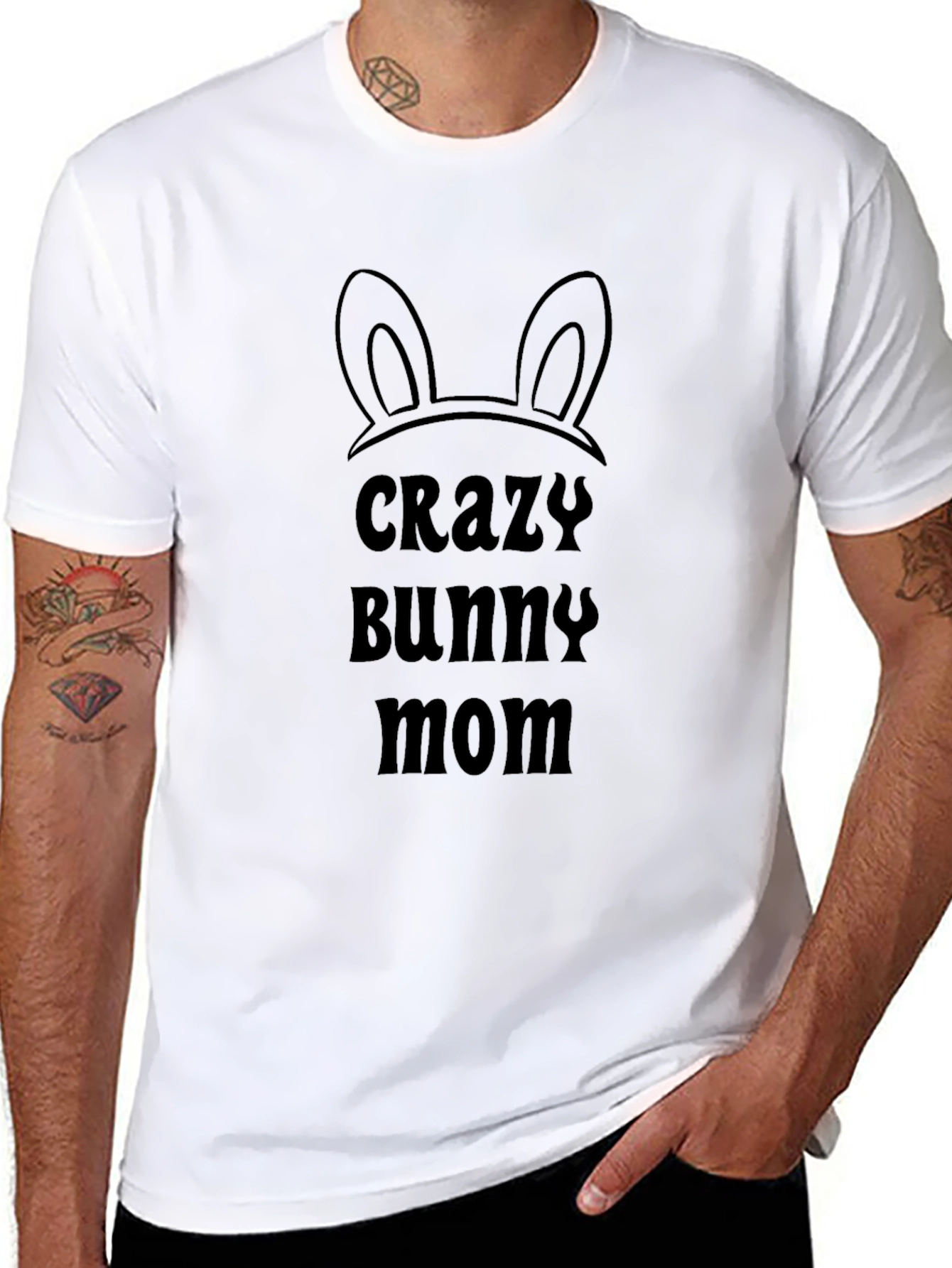 Crazy Bunny Mom Black T-Shirt