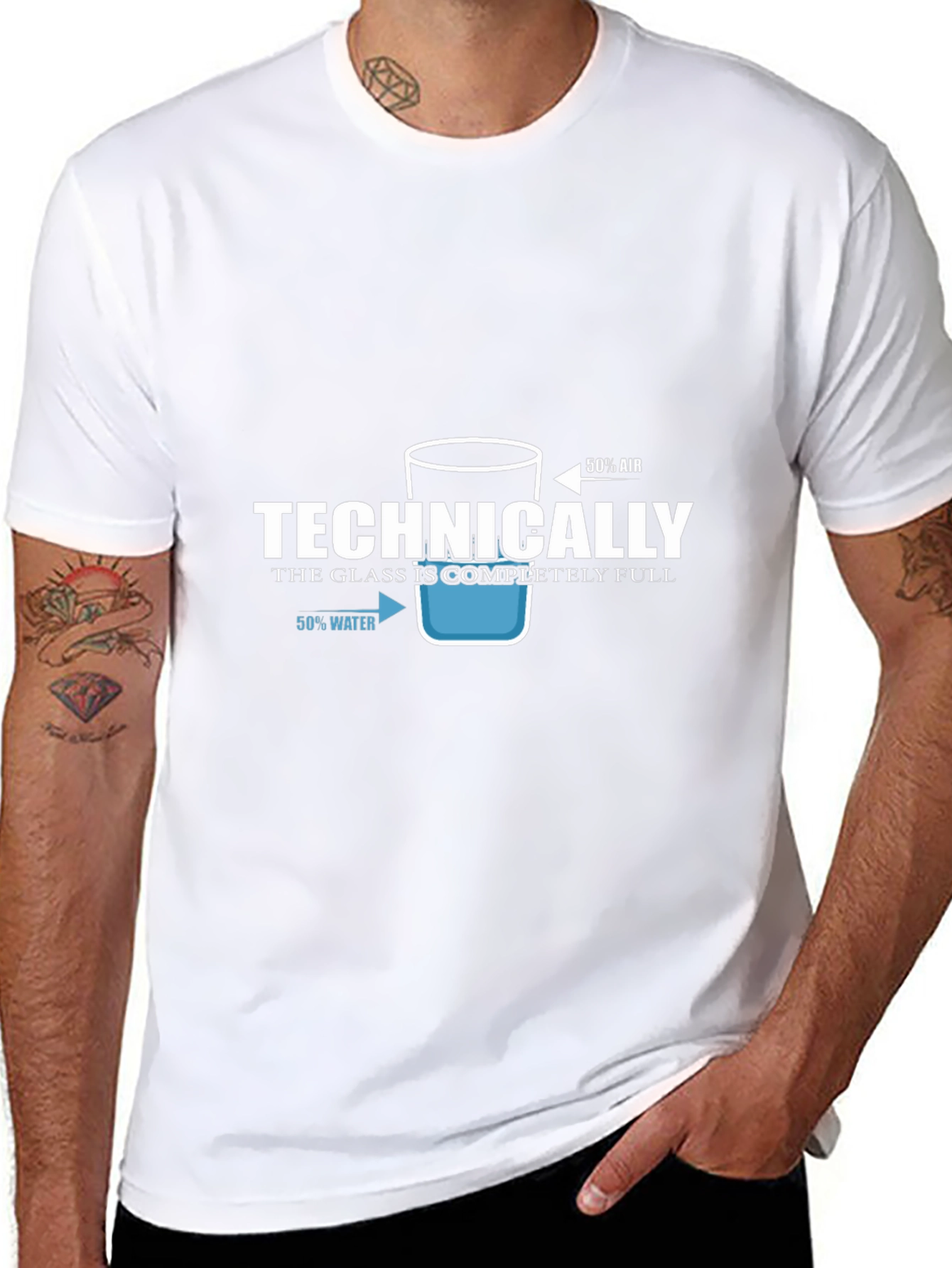 Technically Full Glass T-Shirt - Optimist Humor Tee