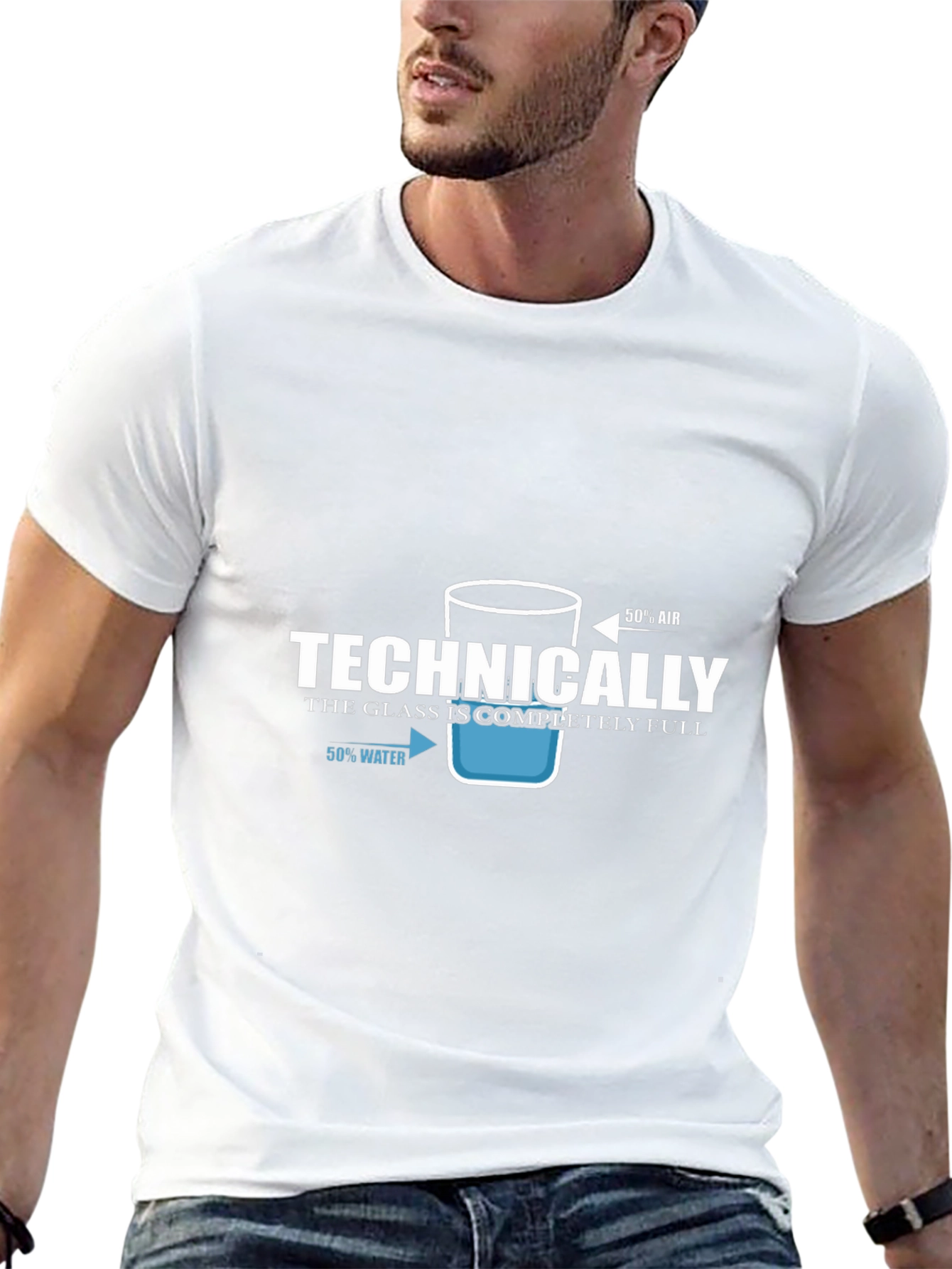 Technically Full Glass T-Shirt - Optimist Humor Tee