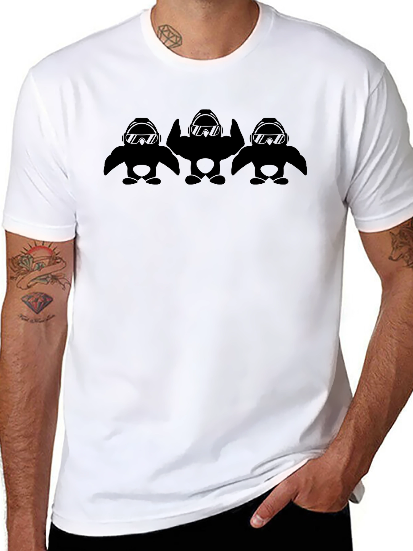 Penguin Squad Black T-Shirt - Cool Graphic Tee