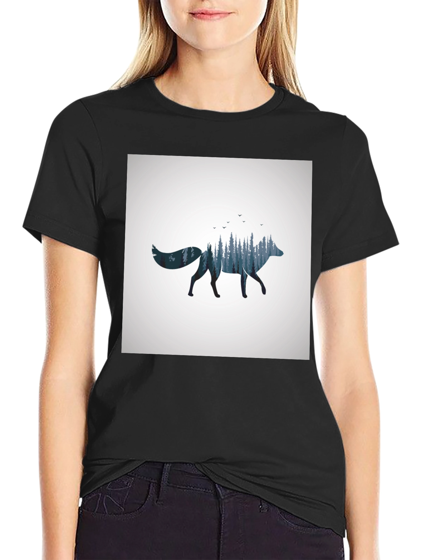 Nature Fox Graphic Tee - Black T-Shirt