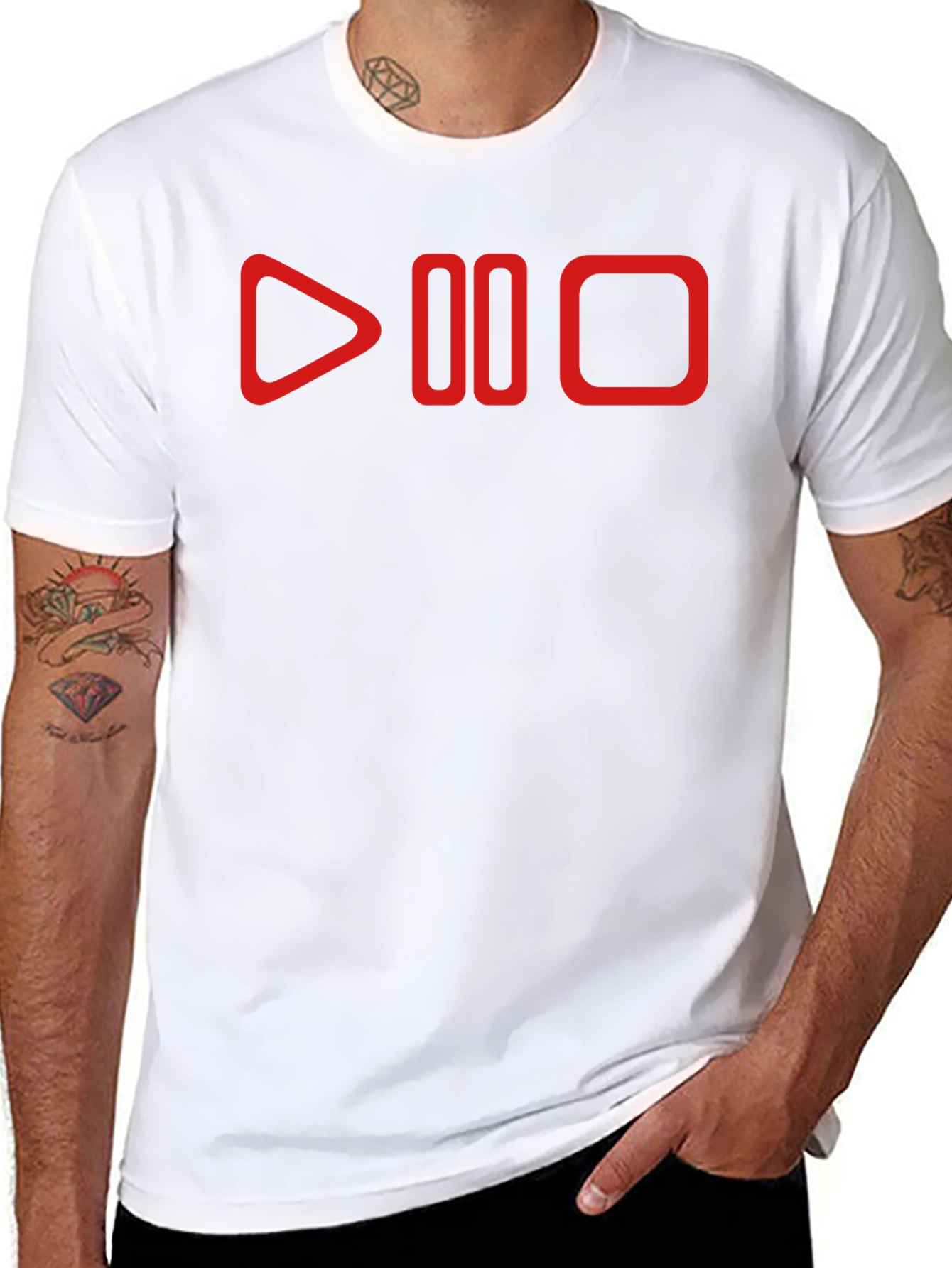 Play Pause Stop Graphic Tee - Black