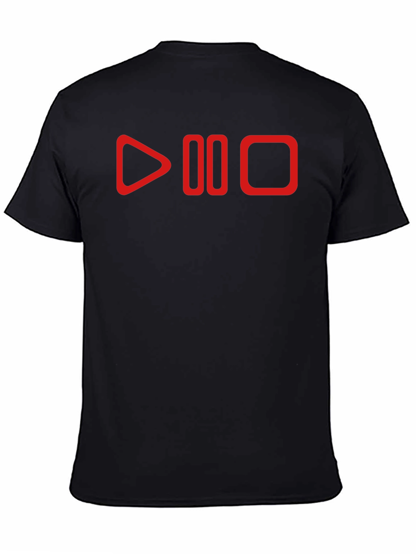 Play Pause Stop Graphic Tee - Black