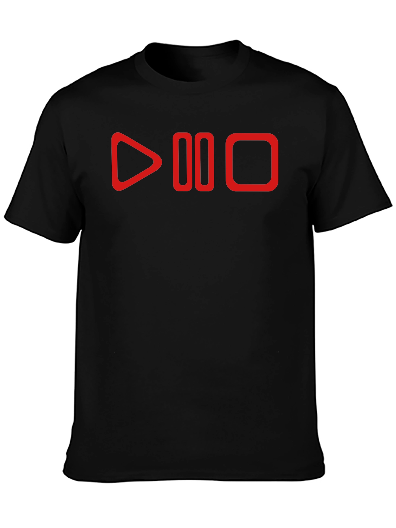 Play Pause Stop Graphic Tee - Black