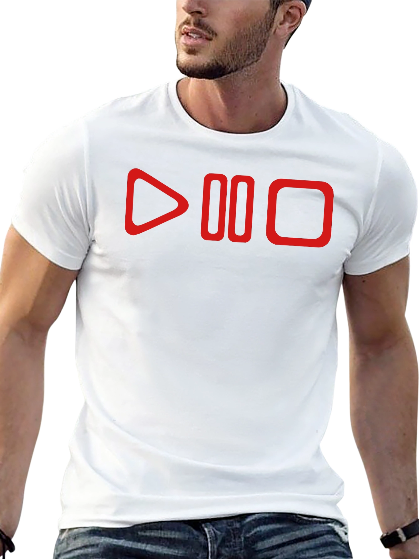 Play Pause Stop Graphic Tee - Black
