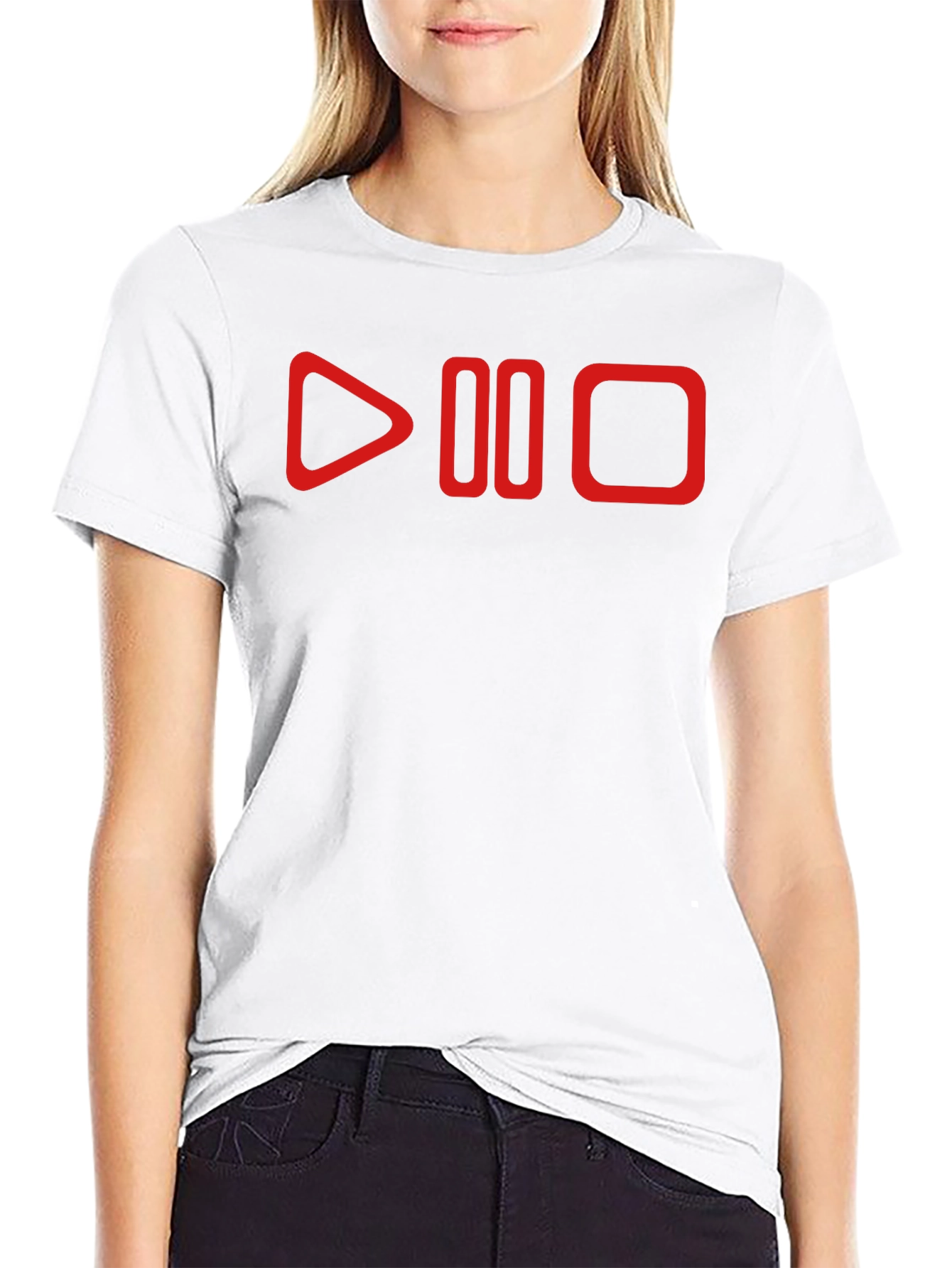 Play Pause Stop Graphic Tee - Black