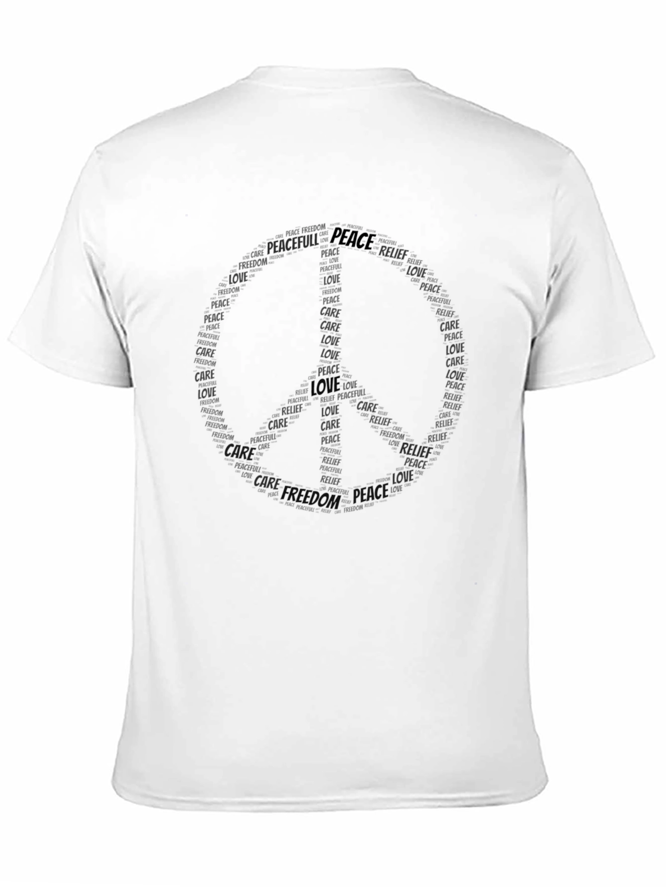 Peace Symbol Word Art Black T-Shirt