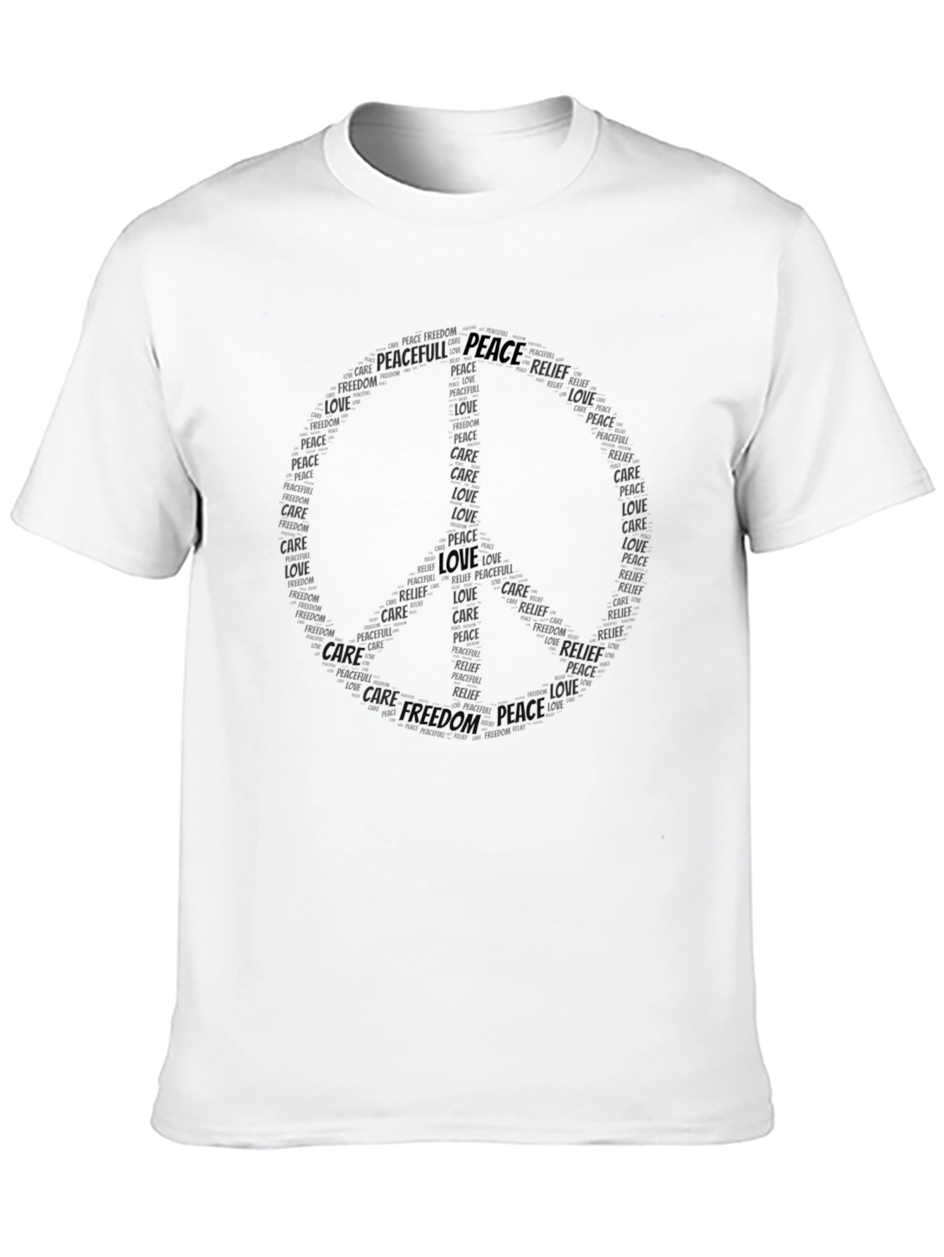 Peace Symbol Word Art Black T-Shirt