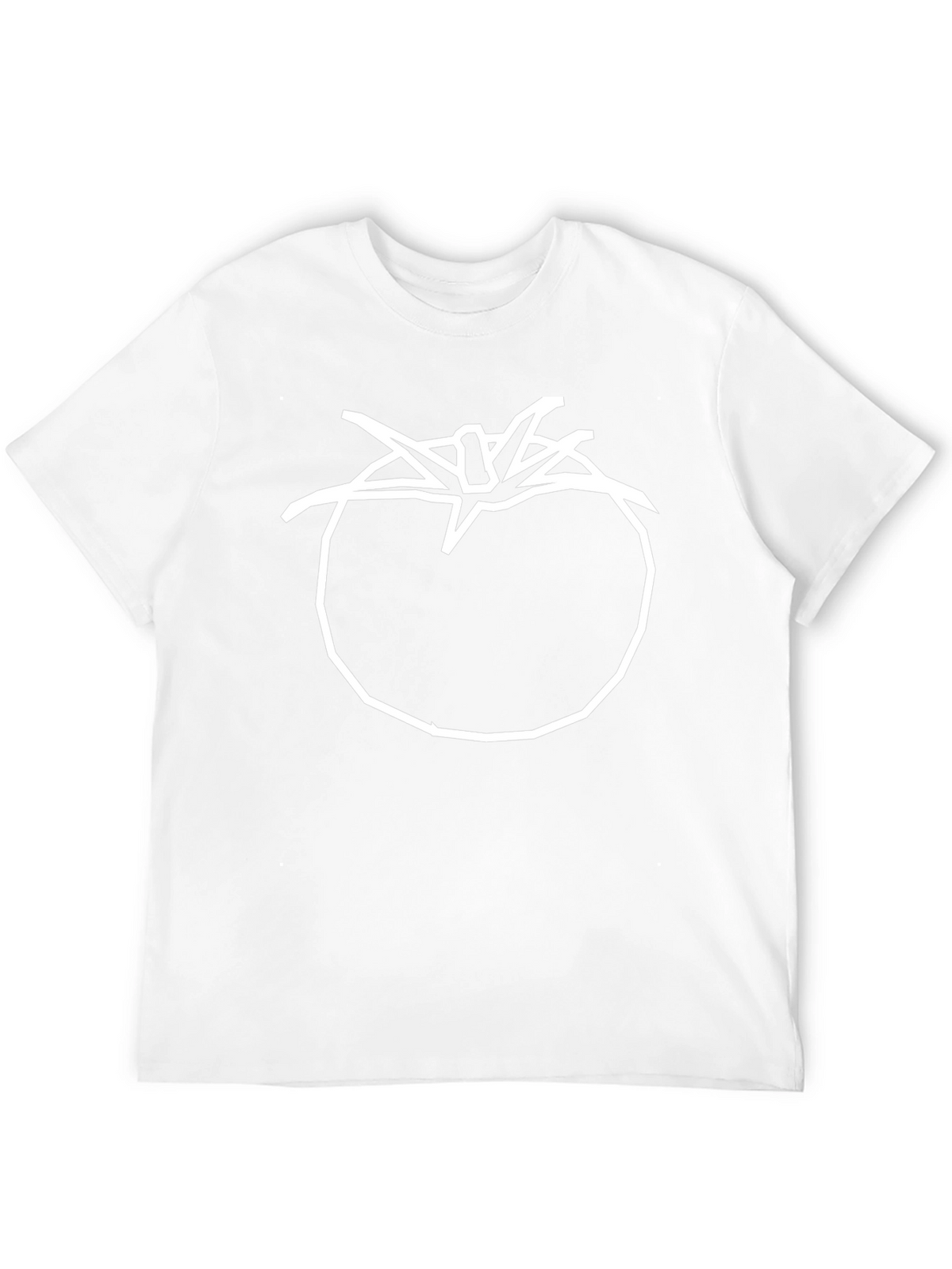 Tomato Graphic T-Shirt - Simple White Outline on Black
