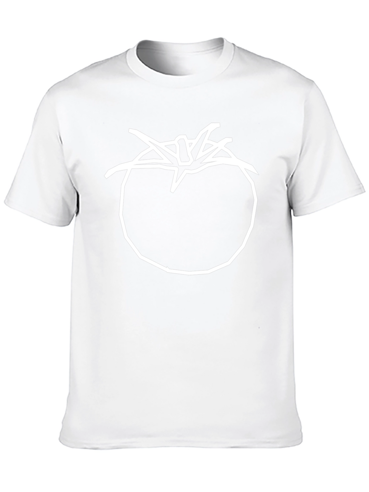 Tomato Graphic T-Shirt - Simple White Outline on Black