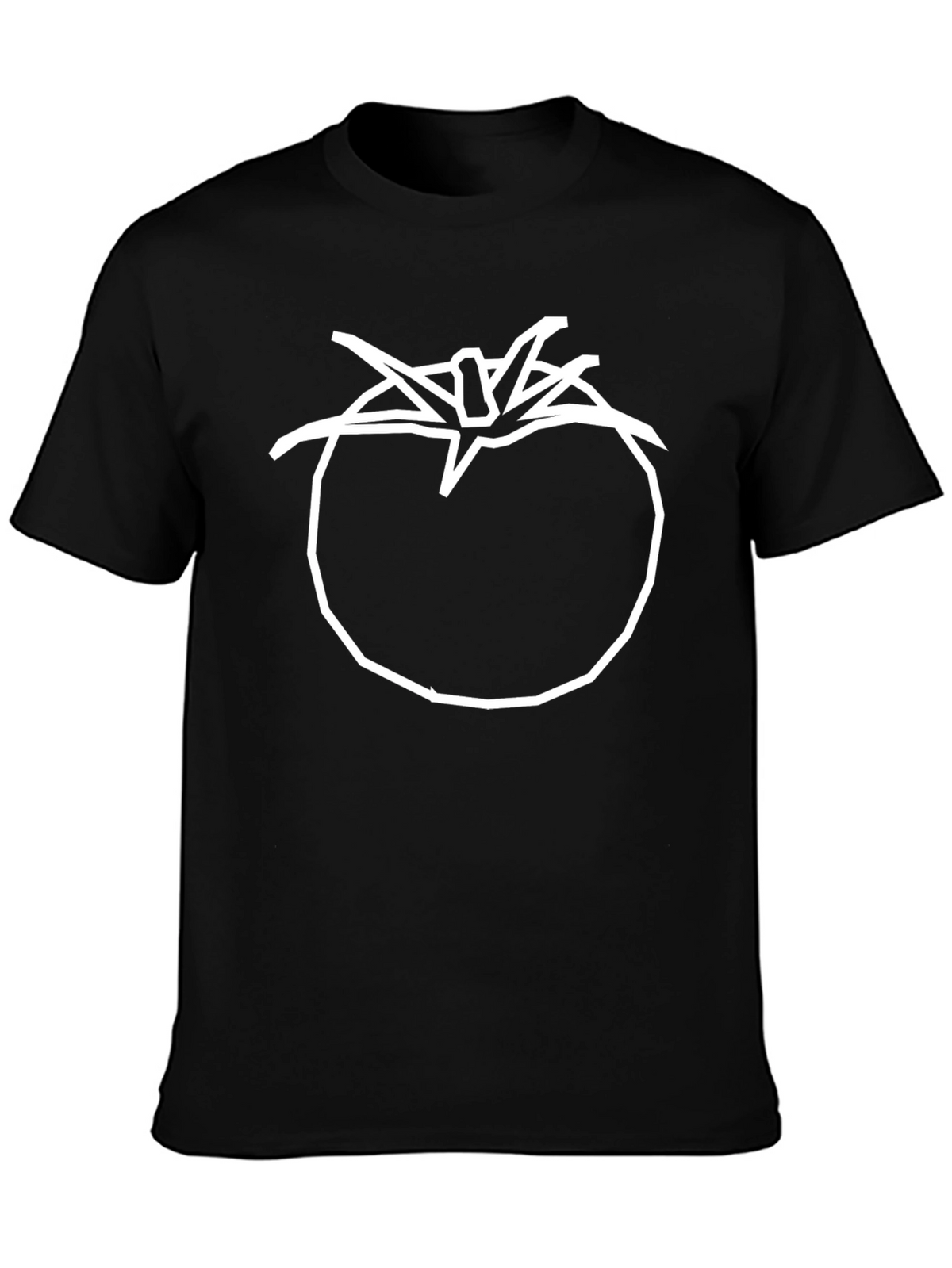 Tomato Graphic T-Shirt - Simple White Outline on Black