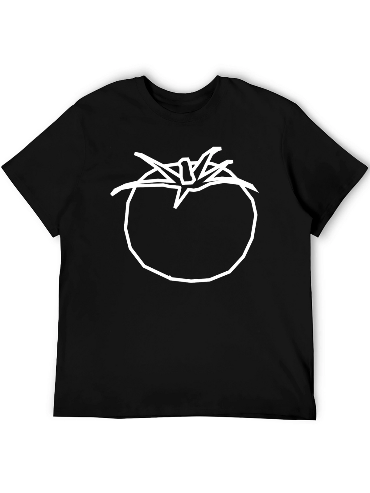 Tomato Graphic T-Shirt - Simple White Outline on Black