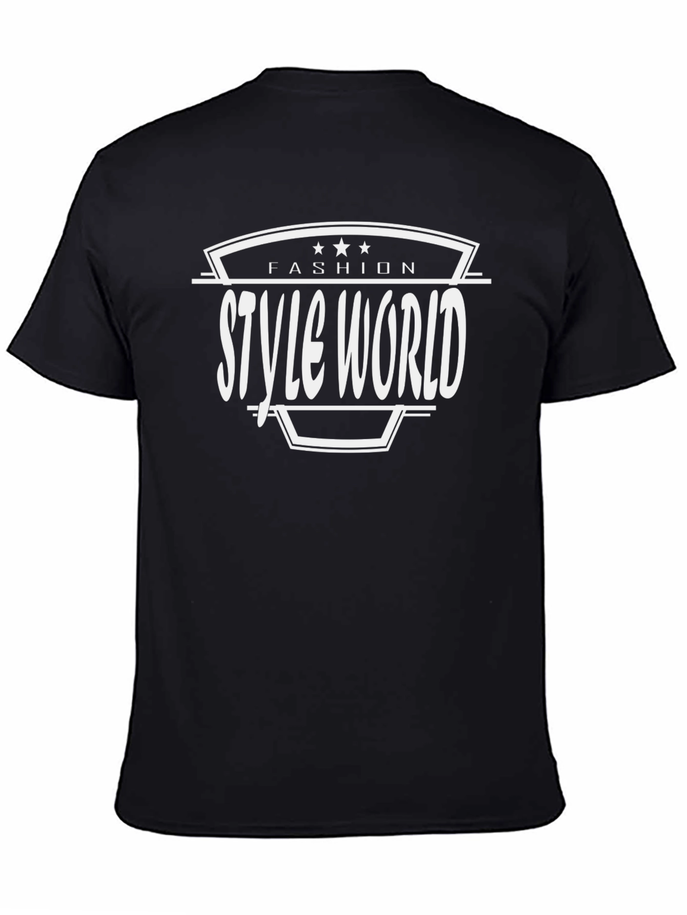 Mens Black T-Shirt: Style World Fashion Tee